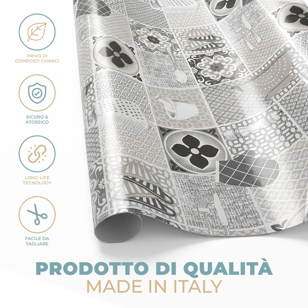 Tovaglia Plastificata PVC e TNT Impermeabile e Resistente – Facile da Pulire, Effetto Goffrato, Diverse Misure e Fantasie
