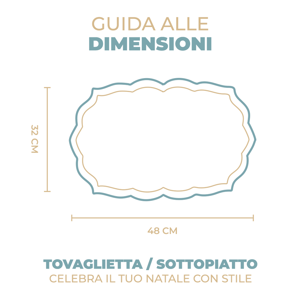 Tovaglietta Sottopiatto Natalizia con Smerlo Lurex Gold 48x32 cm set 2 pezzi Vari colori