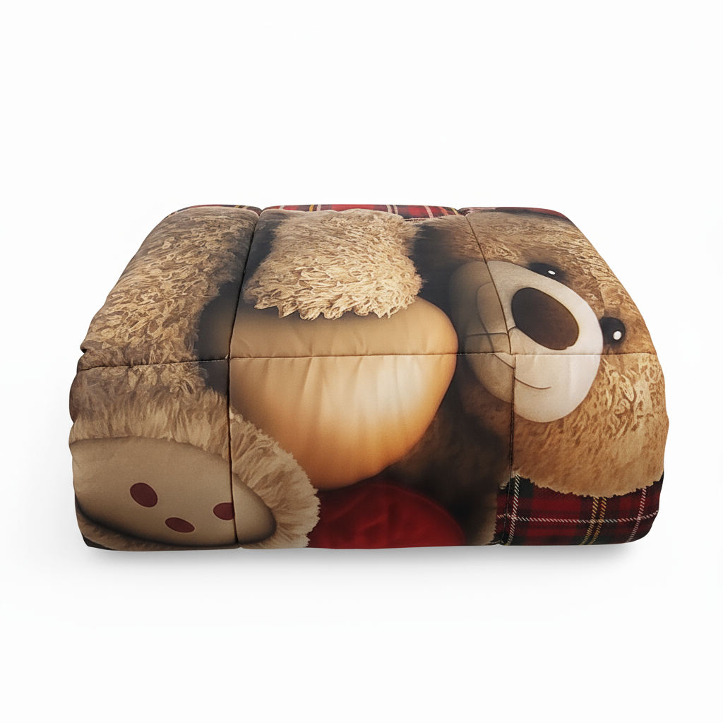 Trapunta Invernale Matrimoniale Natalizia Tartan Teddy 3D 4K Microfibra Soffice Made in Italy