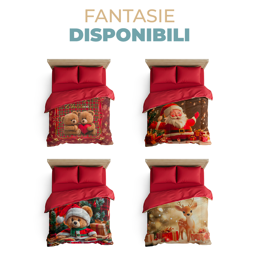 Trapunta Invernale Matrimoniale Natalizia Tartan Teddy 3D 4K Microfibra Soffice Made in Italy