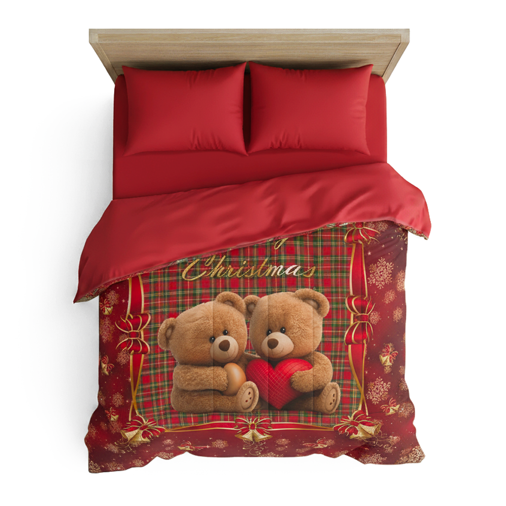 Trapunta Invernale Matrimoniale Natalizia Tartan Teddy 3D 4K Microfibra Soffice Made in Italy