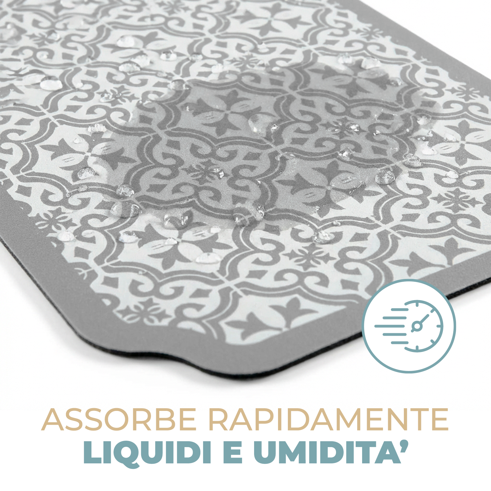 Tappetino Scolapiatti Assorbenti per Macchina da Caffè e Lavello 38x51 cm Antibatterici Antiscivolo e ad Asciugatura Rapida Tinta unitaSet 2 pz