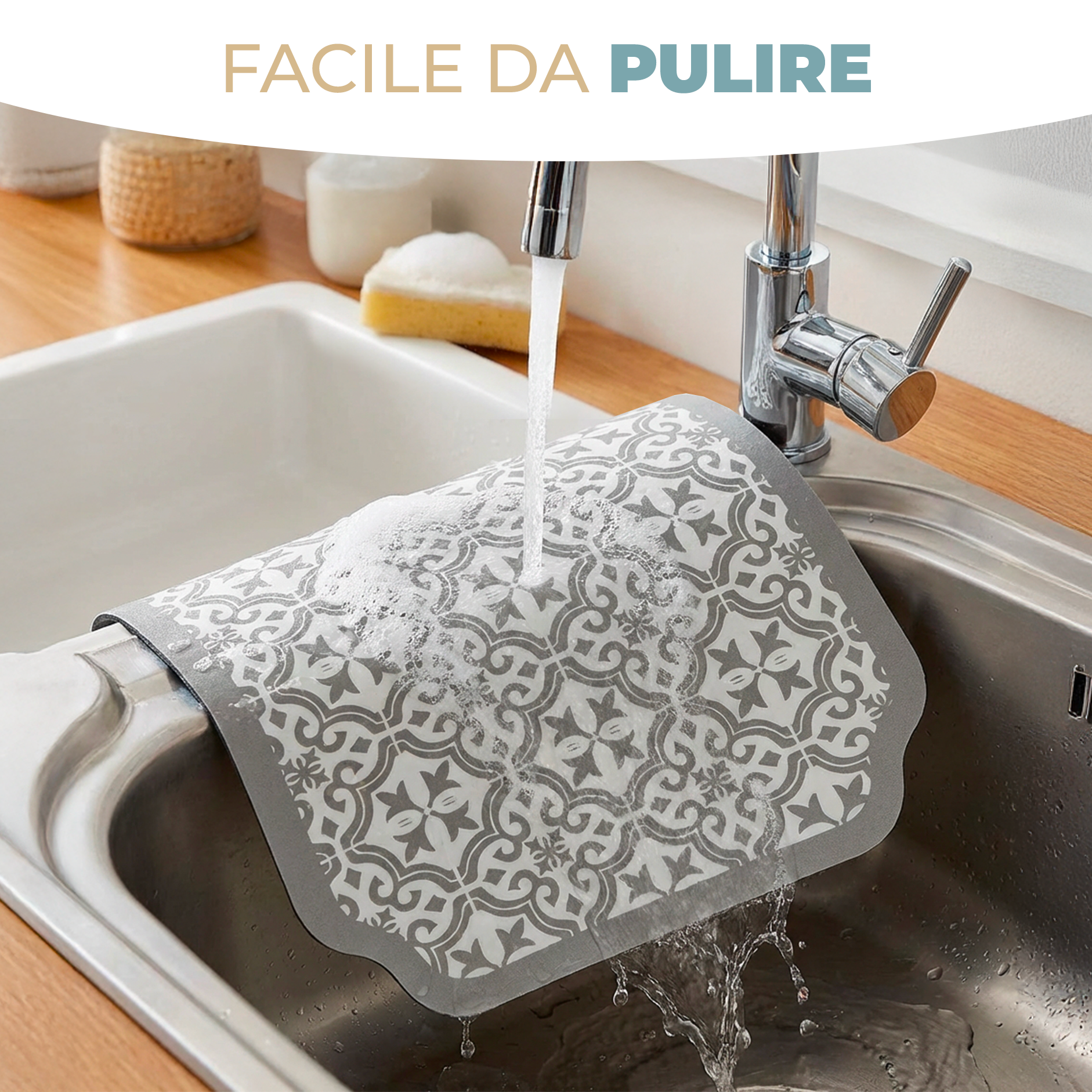 Tappetino Scolapiatti Assorbente 38x51 cm – Set 2 Pezzi Fantasia, Antibatterico, Antiscivolo e Asciugatura Rapida per Macchina da Caffè e Lavello