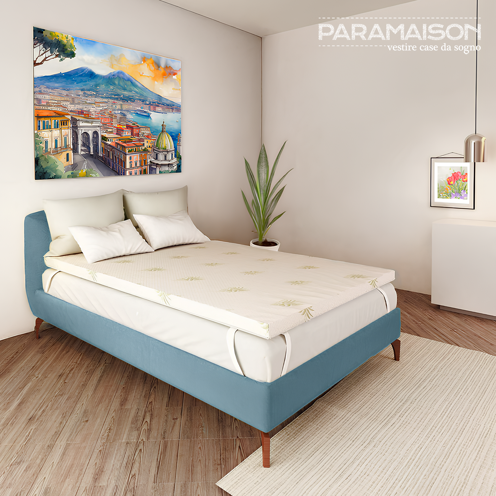 Topper correttore in memory foam da 5 cm sfoderabile in aloe vera con elastici varie misure