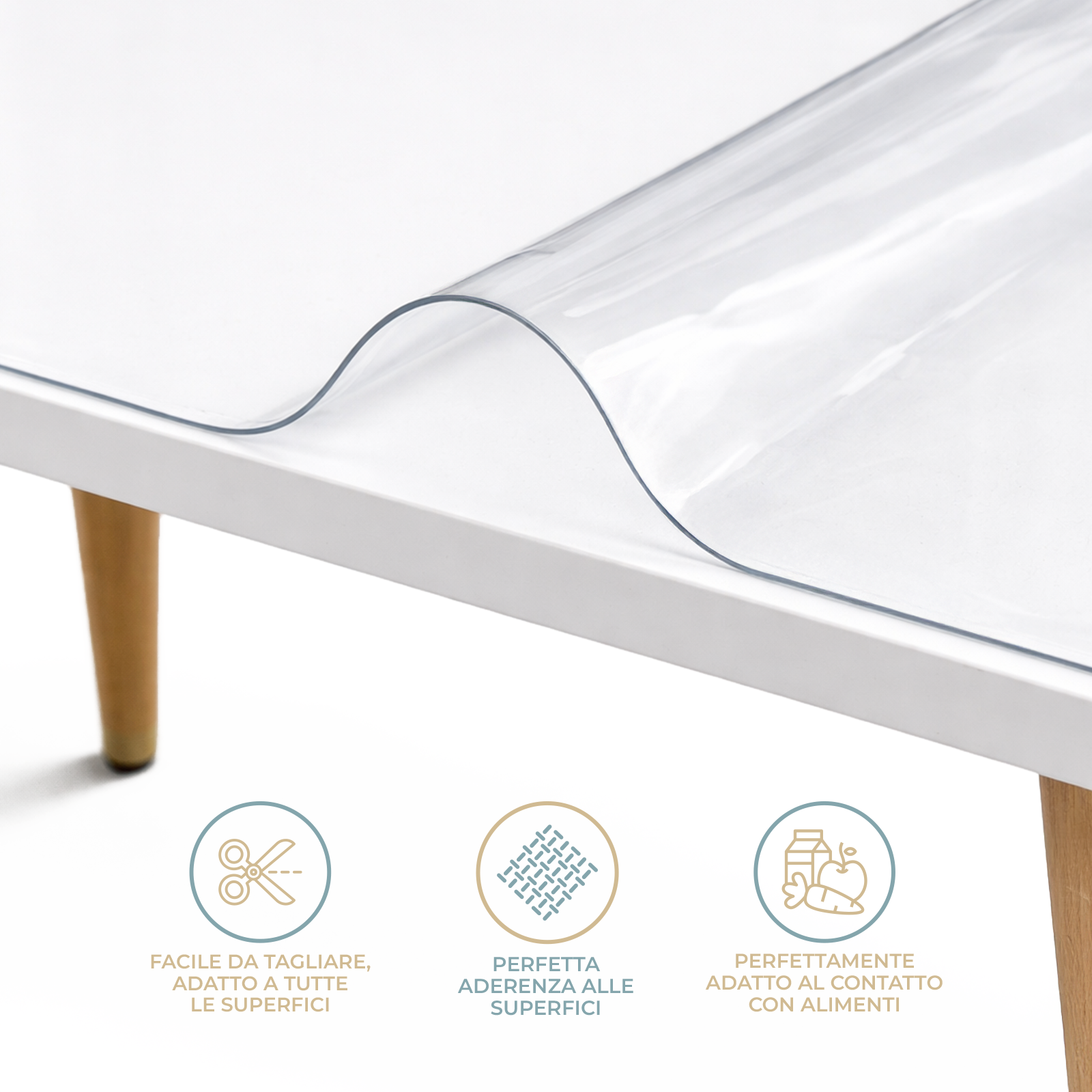 Tovaglia Trasparente in PVC Spessa 1 mm – Copritavolo Rettangolare Protettivo, Lucido, Idrorepellente e Lavabile – Varie Misure