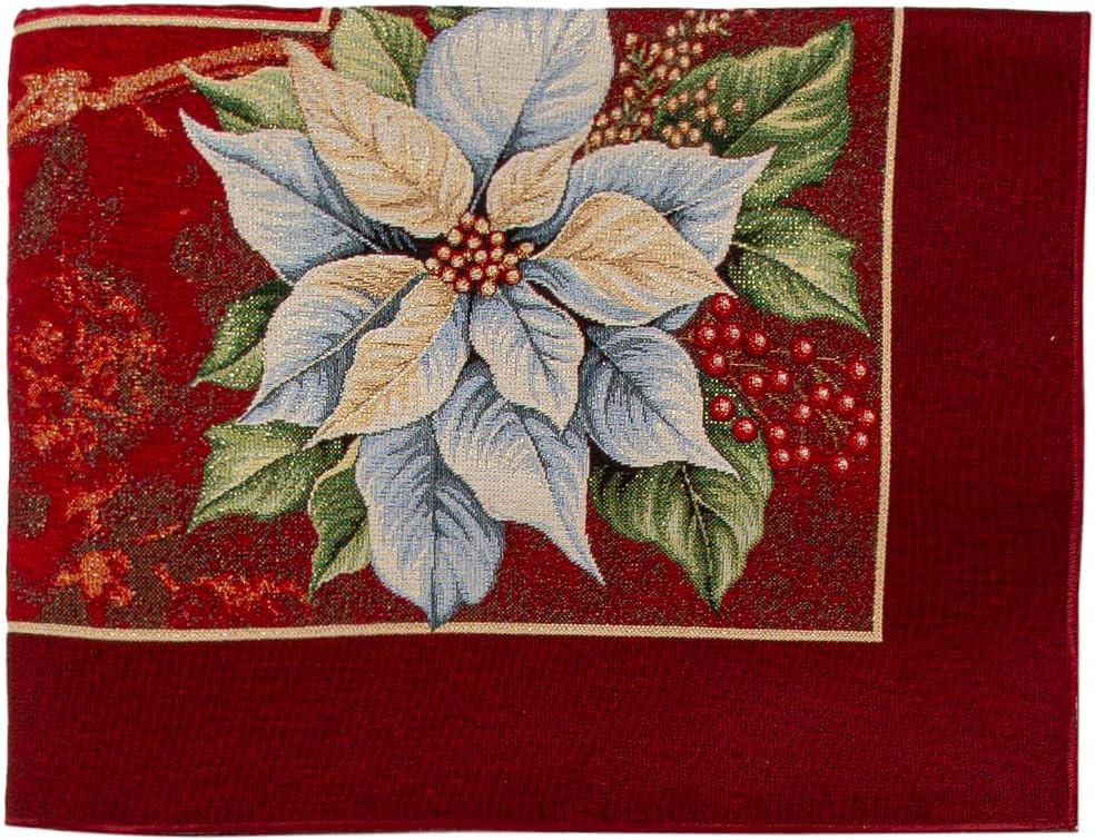 Tovaglia Gobelin Natalizia Rettangolare 140x180 6 Posti Red Star Jacquard Made in Italy