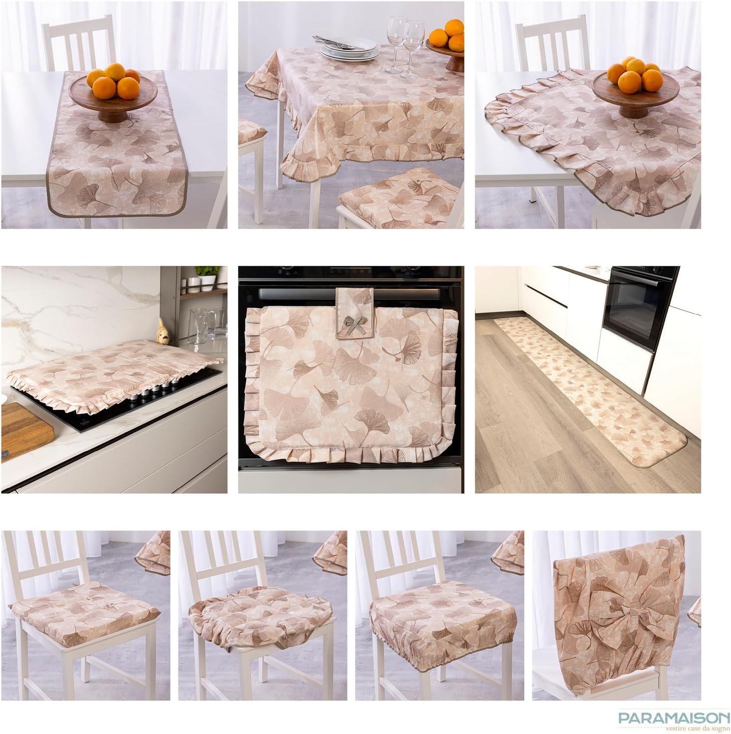Tovaglia Copritavolo con Volant 6 Posti 140 x 170 cm Plastificata Rettangolare Antimacchia e Impermeabile Sinfonia
