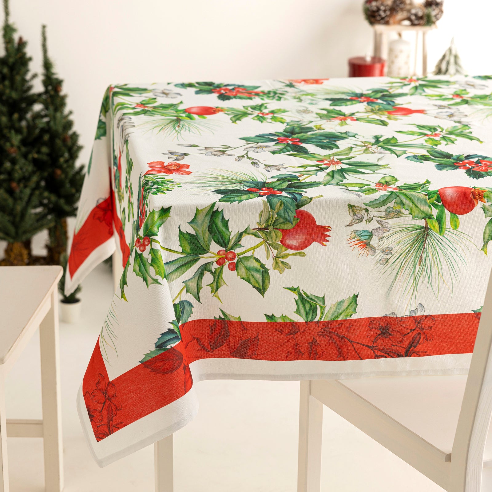 Tovaglia Natalizia in puro cotone Agrifoglio varie misure