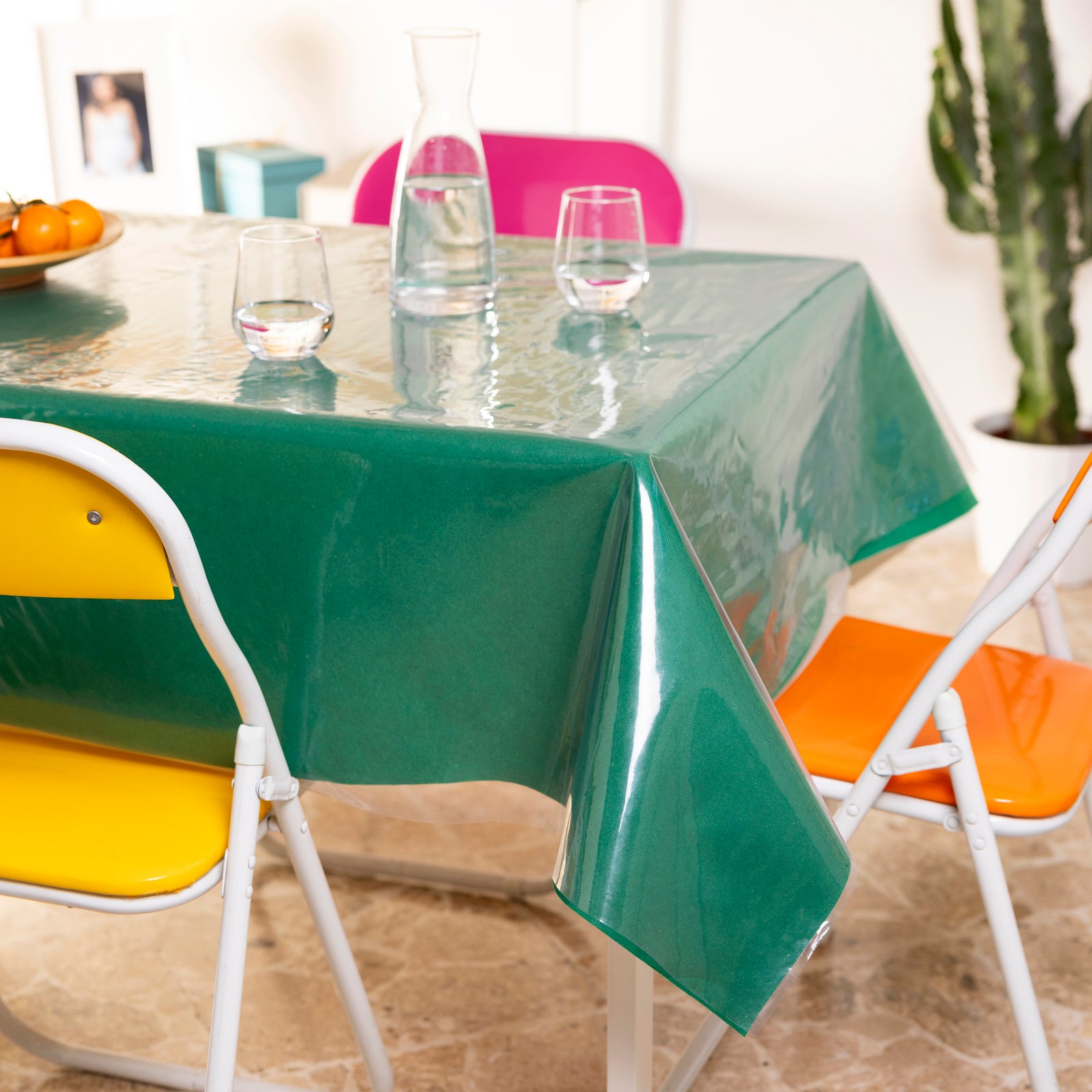 Tovaglia plastificata quadrata Trasparente Cristal in pvc Protezione tavola Spessore doppio 140x140 cm