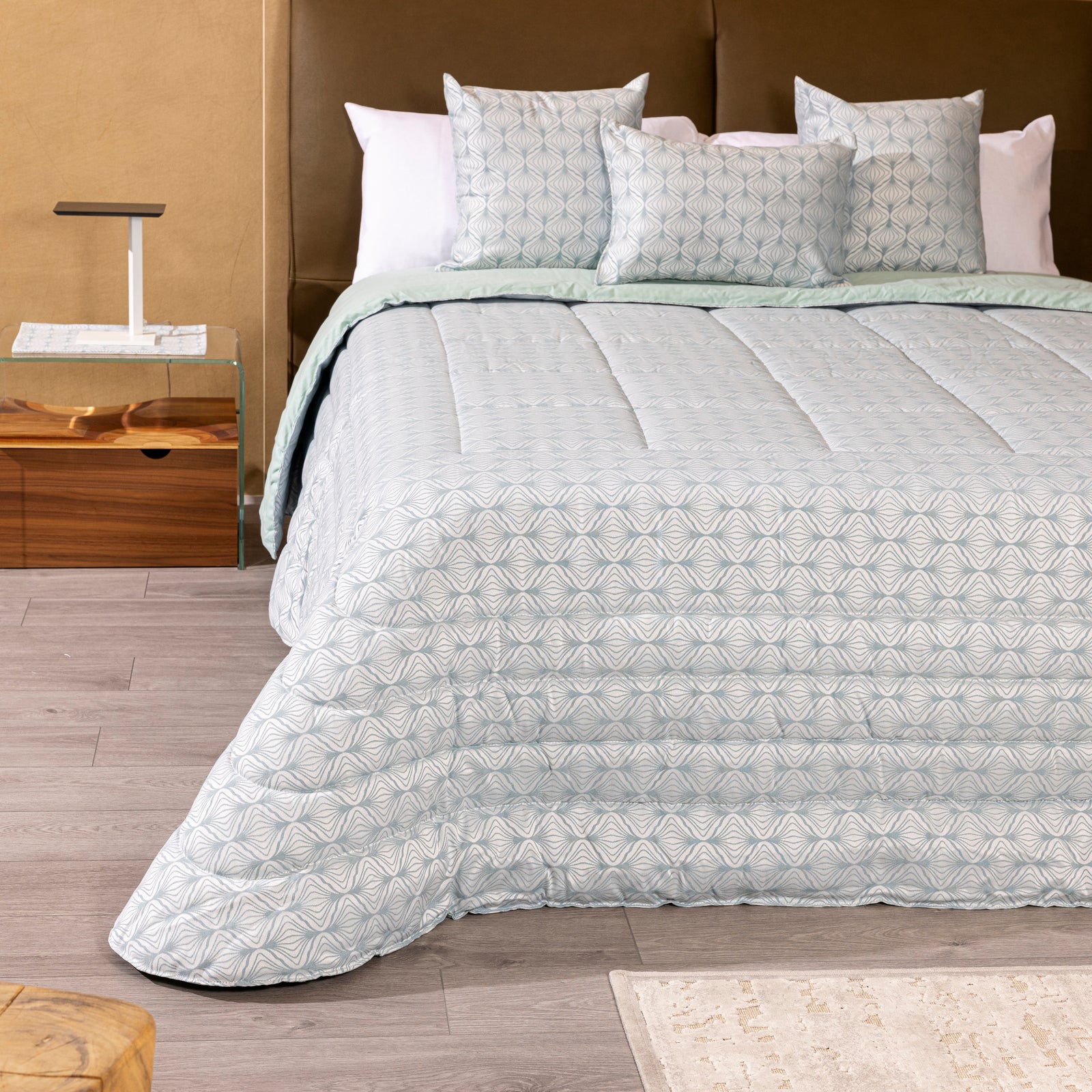 Trapunta Invernale Matrimoniale Raso Rosalba 270x270 cm Artigianale Anallergica 350 g/m² Disegno Piazzato