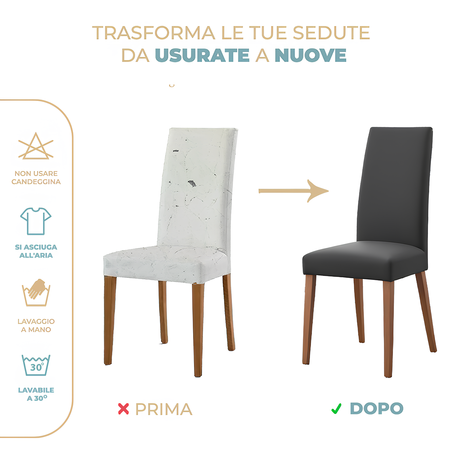 Vestisedia universale elasticizzato con Schienale Set da 2 Pezzi tinta unita