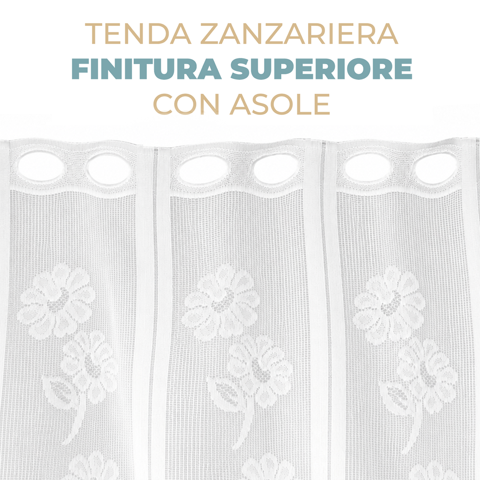 Tenda Zanzariera Waterproof Fantasia Onda Rete Antizanzare Piombata con Anelli Passanti per Interni ed Esterni Varie Misure