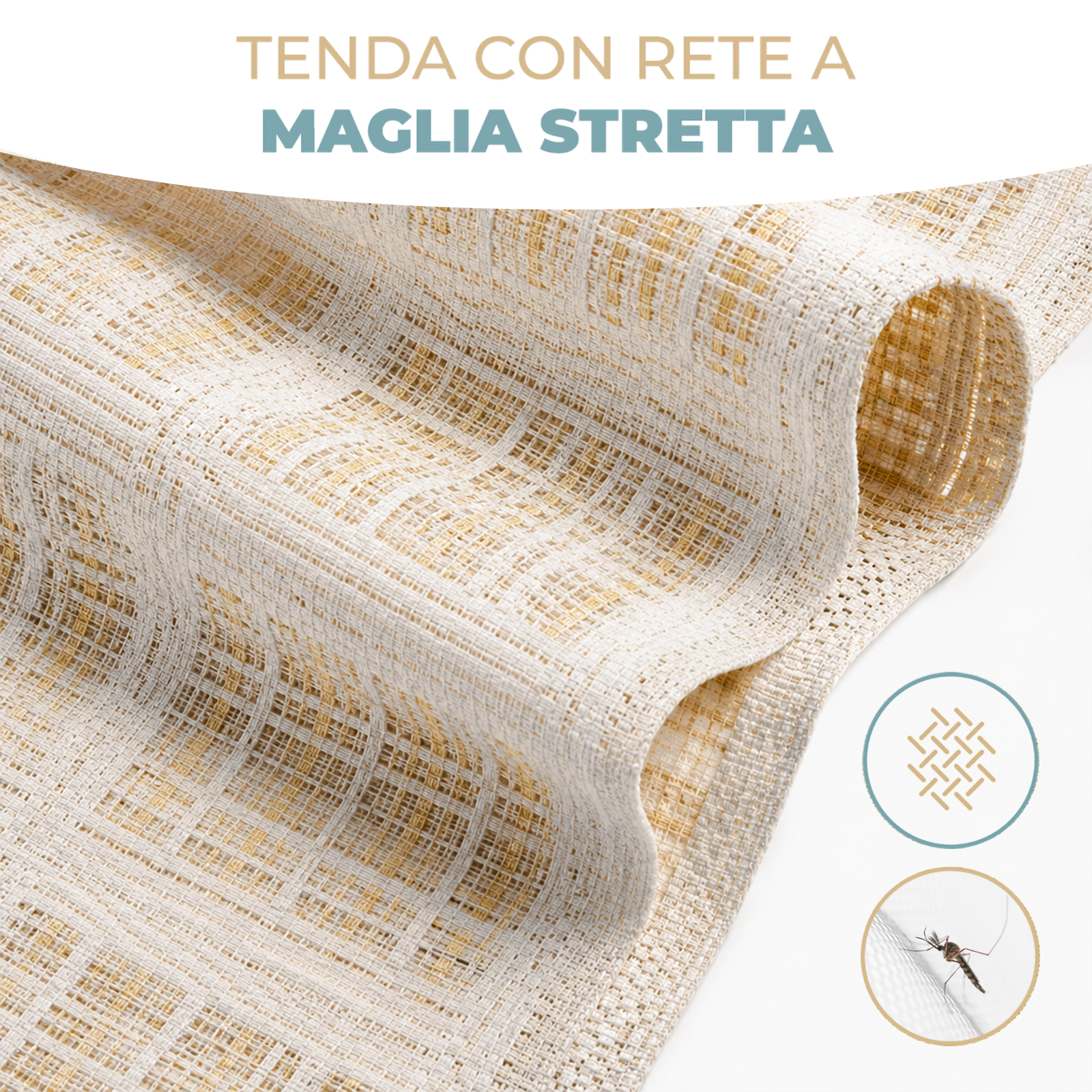 Tenda Zanzariera Waterproof Fantasia Quadri Rete Antizanzare Piombata con Anelli Passanti per Interni ed Esterni Quadro Chiaro e Quadro Scuro Varie Misure