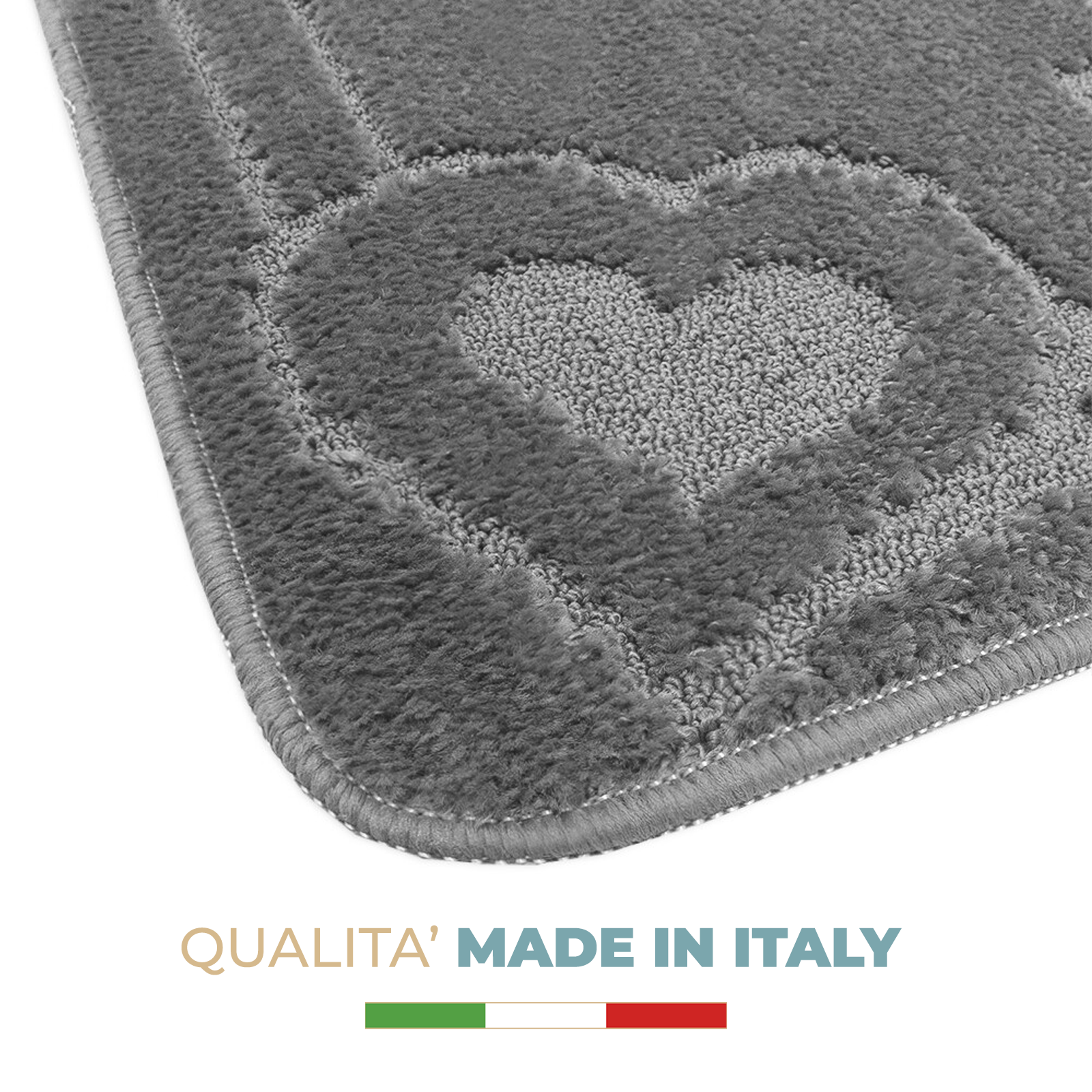 Tappeti Bagno 3 Pezzi, Coordinati Cuori Morbido Antiscivolo Pelo Corto Cuore