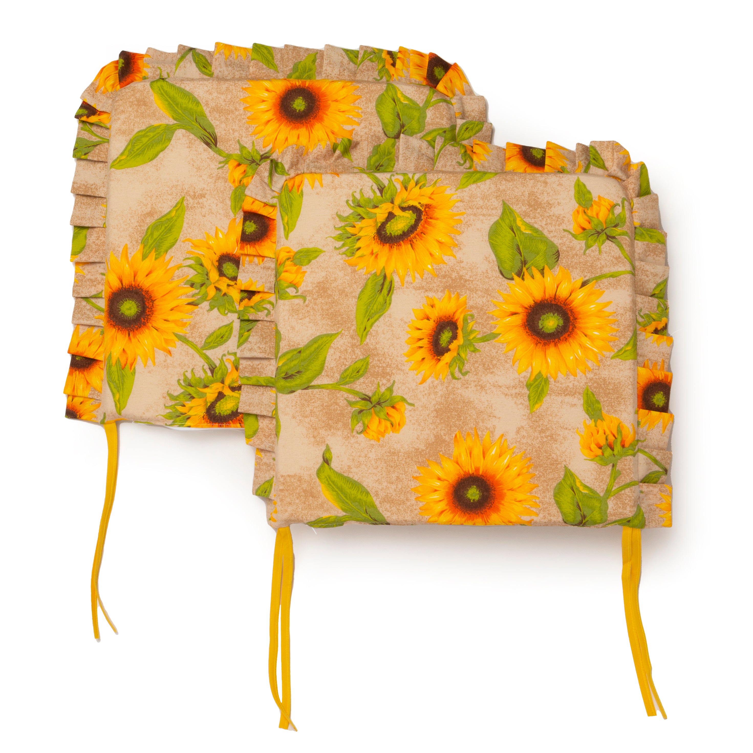 Cuscini Coprisedia Shabby Chic Country Girosole Volant ai Bordi Imbottito con Laccetti Sfoderabile 40x40 cm Set da 6 pezzi Vari Colori