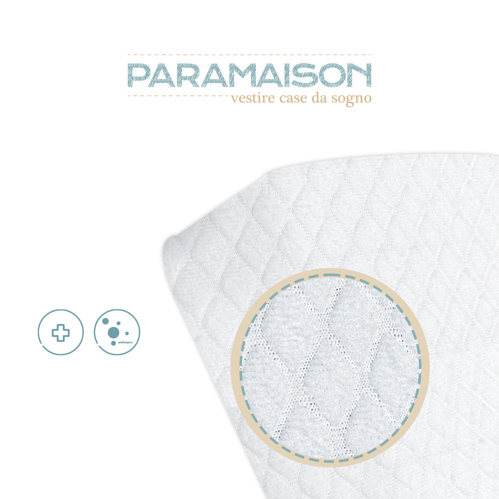 Coprimaterasso una piazza e mezza 150x200 in spugna jacquard antiacaro rinfrescante con angoli bianco