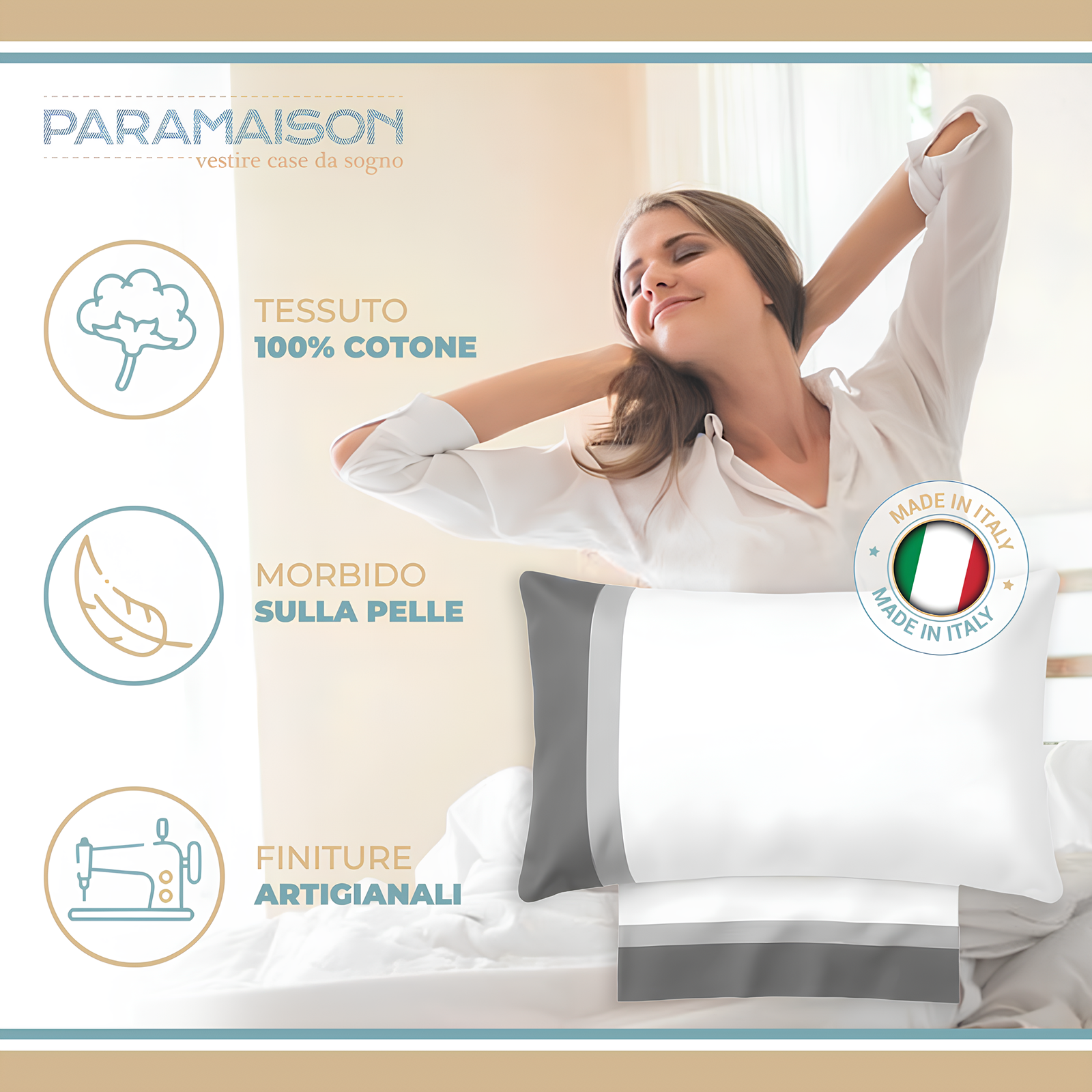 Completo lenzuola con doppia balza colore in puro cotone misure maxi Capri