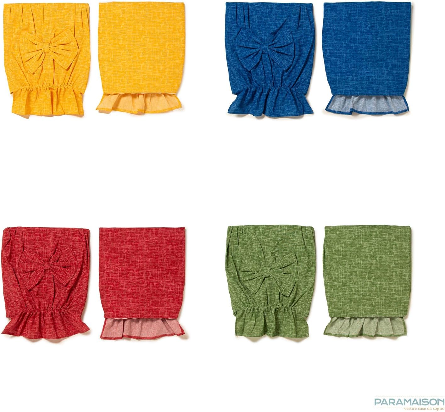 Set 2 Coprischienale Sedia Imbottiti Shabby Chic Unito Sfoderabili con Elastico e Fiocco Misura 45x40/47 cm Vari Colori