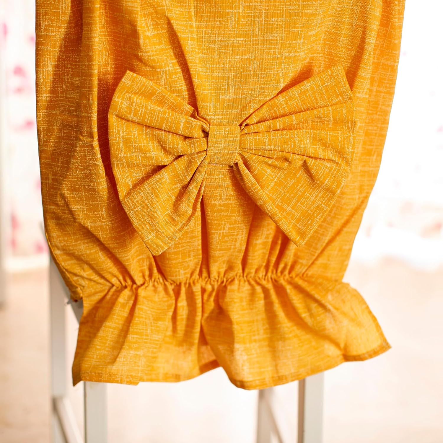 Set 2 Coprischienale Sedia Imbottiti Shabby Chic Unito Sfoderabili con Elastico e Fiocco Misura 45x40/47 cm Vari Colori