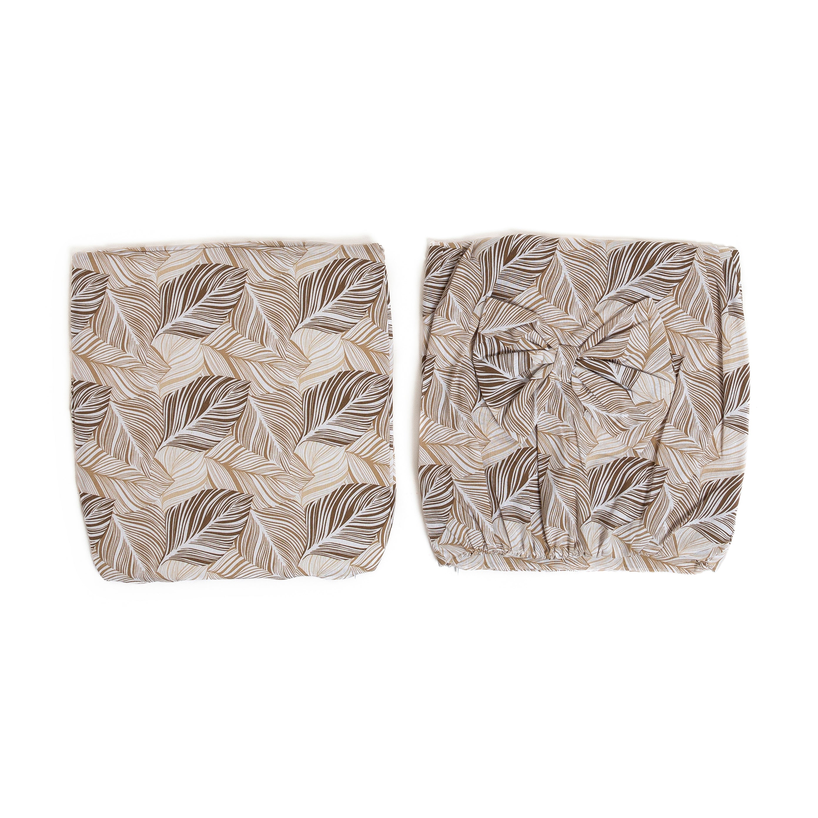Coprischienale Sedia Imbottito con Fiocco Set 2 Pezzi Fantasia Foglia Sfoderabile 45x40/47 cm
