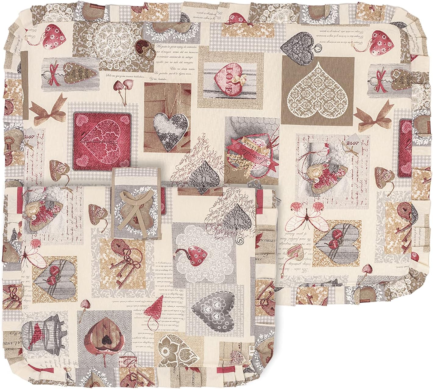 Set Copriforno 40x55 e Coprifornello 50x75 imbottito lavabile Stile Shabby Chic fantasia Chiave