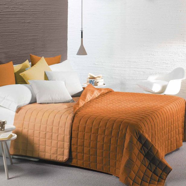 Copriletto trapuntato Modern di Caleffi tinta Unita bicolor Una Piazza e Mezza