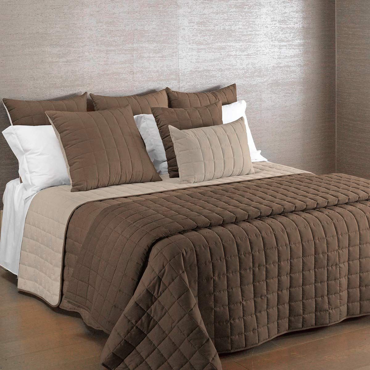 Copriletto trapuntato Modern di Caleffi tinta Unita bicolor Una Piazza e Mezza