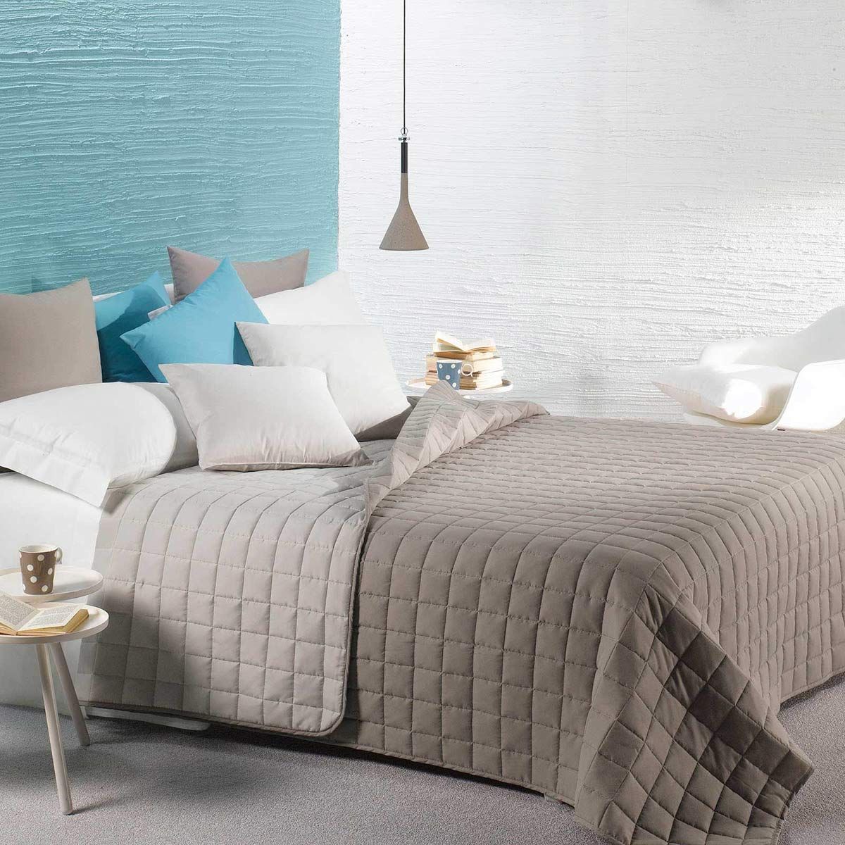 Copriletto trapuntato Modern di Caleffi tinta Unita bicolor Una Piazza e Mezza