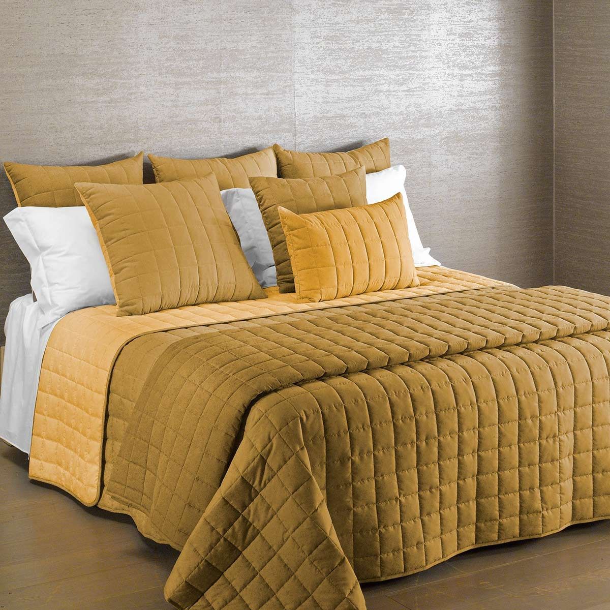 Copriletto trapuntato Modern di Caleffi tinta Unita bicolor Una Piazza e Mezza