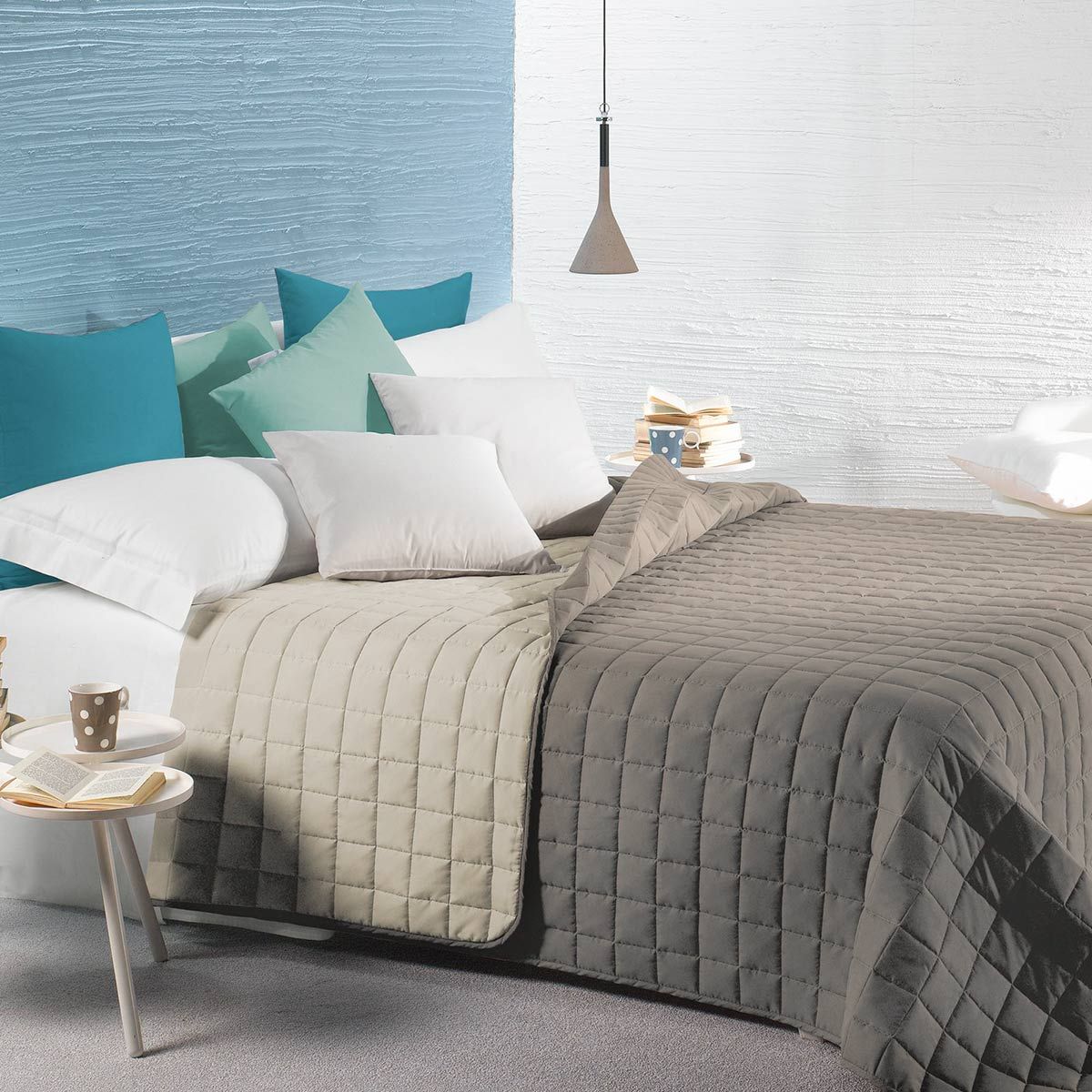 Copriletto trapuntato Modern di Caleffi tinta Unita bicolor Una Piazza e Mezza