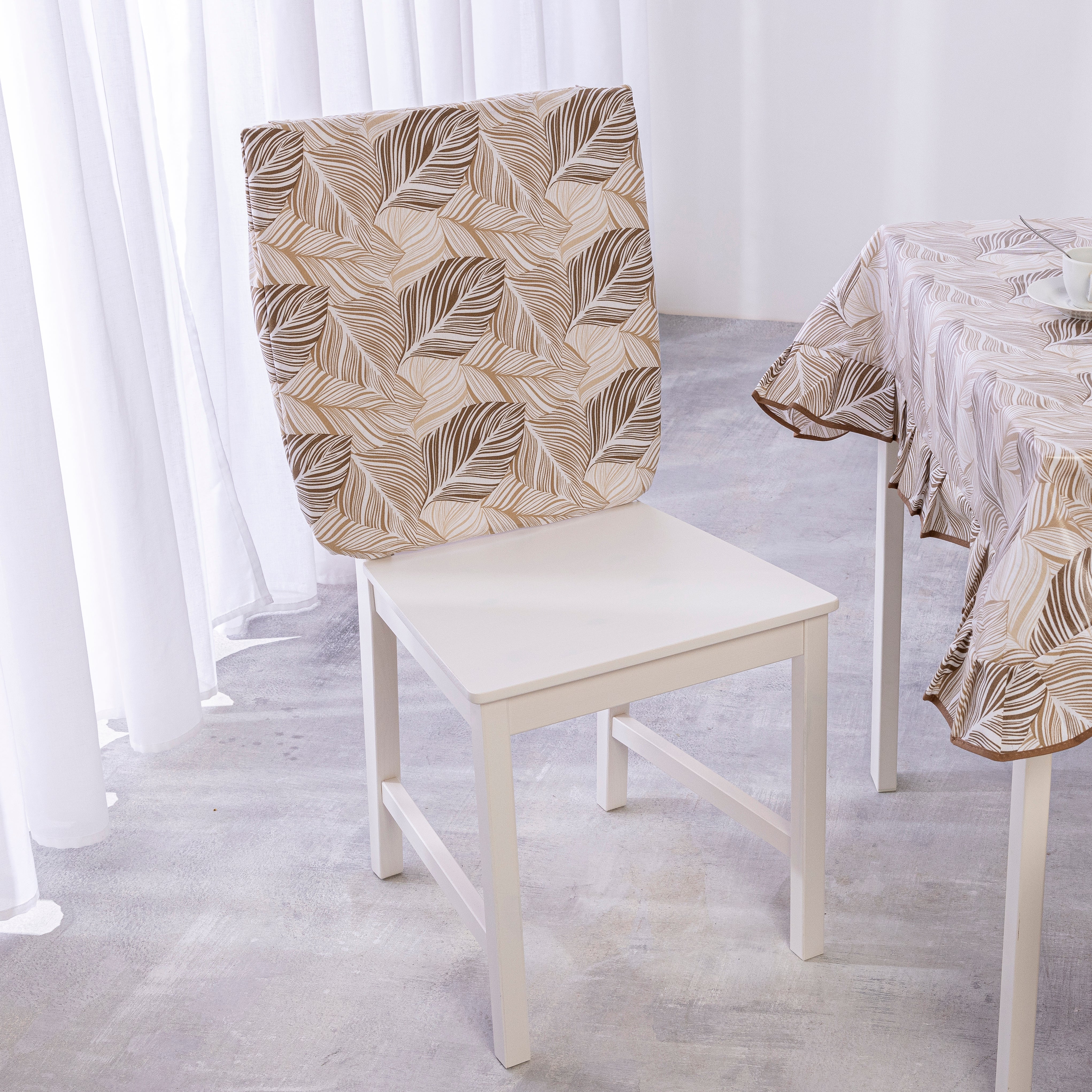 Coprischienale Sedia Imbottito con Fiocco Set 2 Pezzi Fantasia Foglia Sfoderabile 45x40/47 cm