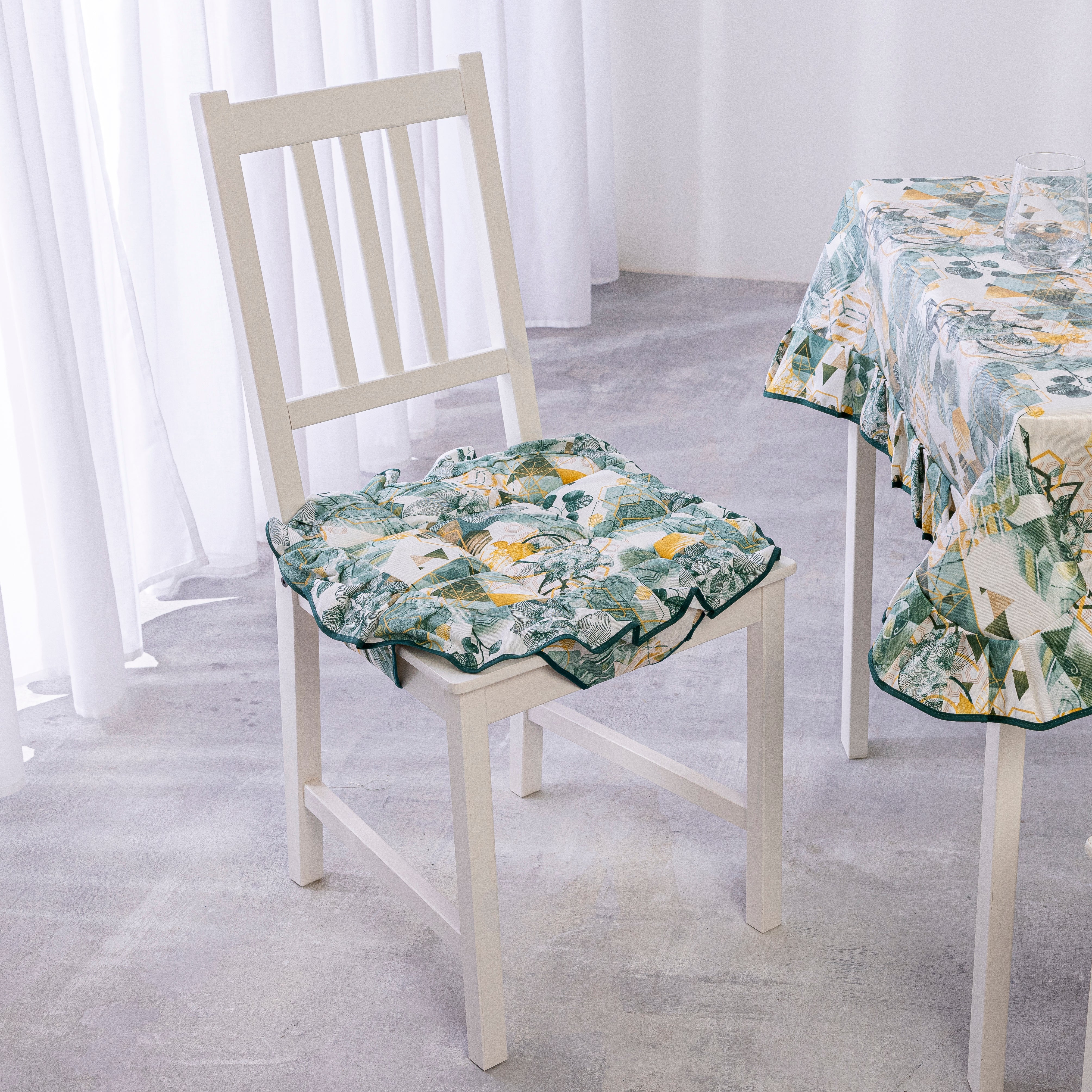 Cuscini Sedie trapuntato Set 2 Pezzi Imbottiti 4 Alette di Fissaggio40x40x4,5 cm Esagono
