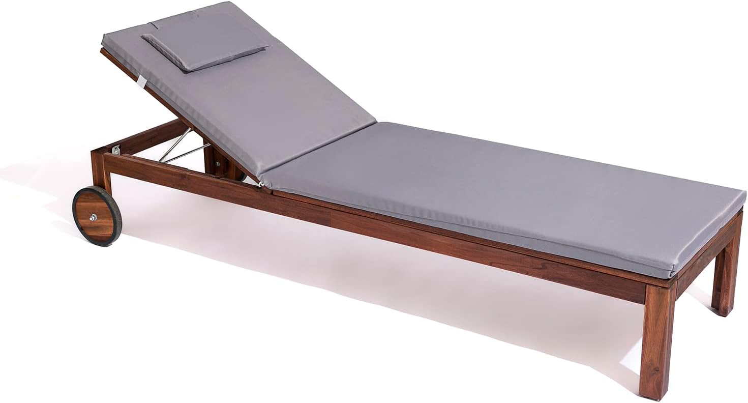 Cuscino Imbottito Lettino Prendisole Cook, Sfoderabile, Antigraffio, con Laccetti, Interni o Esterni, Imbottitura 5 cm, Universale Copri Lettino Giardino 60x190 cm Bianco