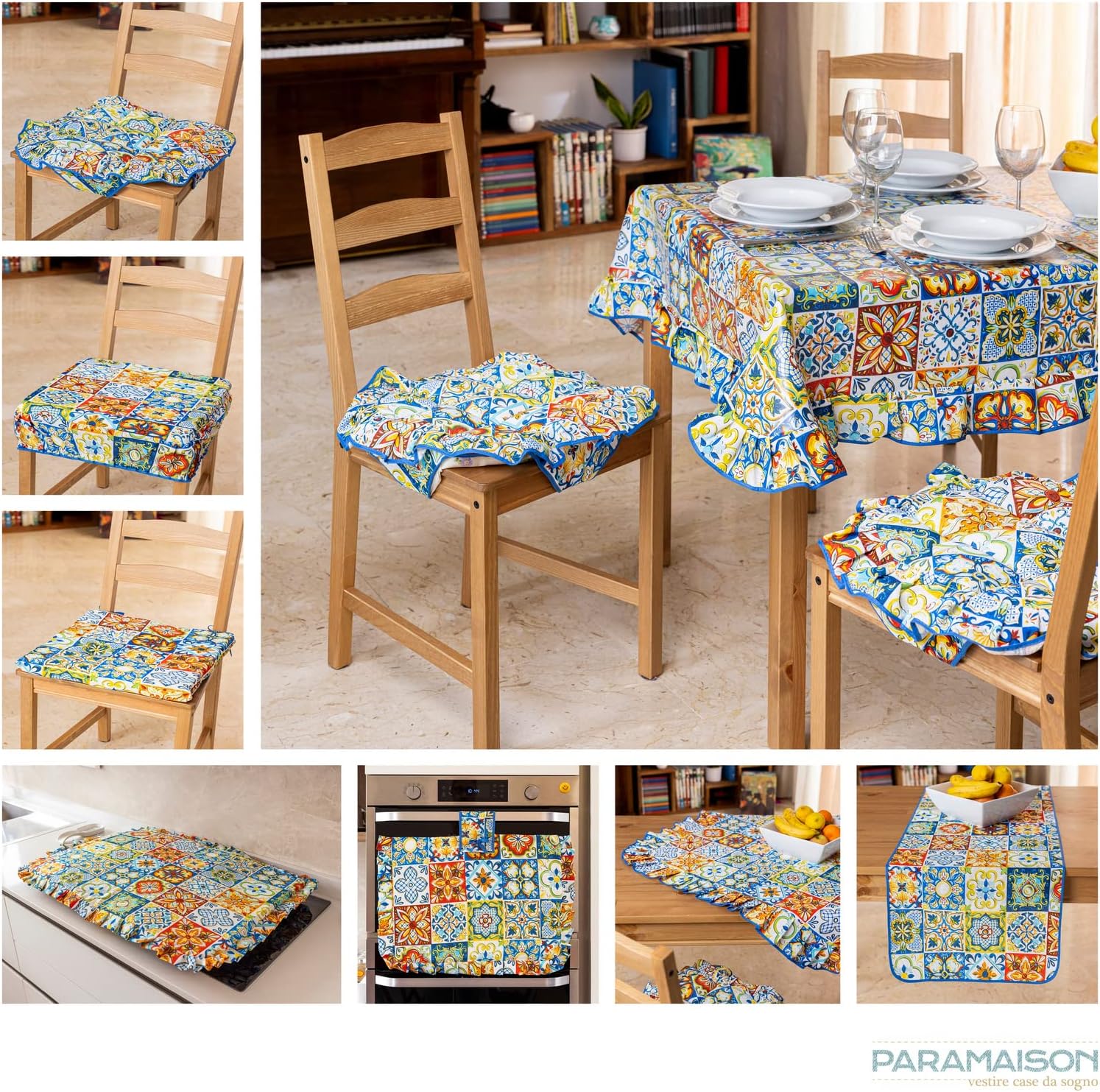 Cuscino Coprisedia coppia trapuntato 40X40 cotone e poliestere 4 alette Maiolica