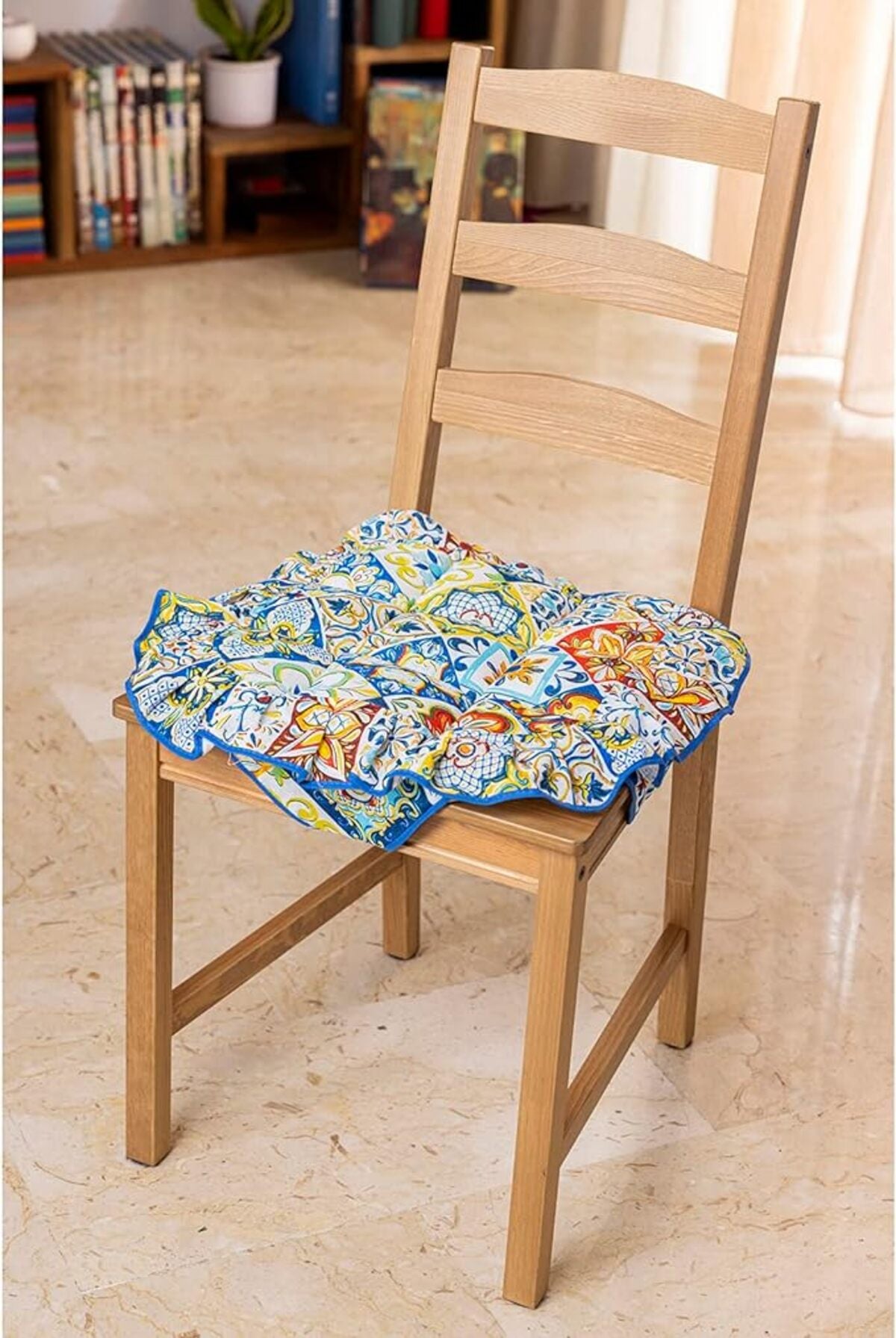 Cuscino Coprisedia coppia trapuntato 40X40 cotone e poliestere 4 alette Maiolica