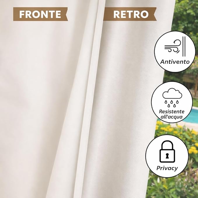 Tenda Gazebo Idrorepellente per Esterno First 150x270 cm Ombreggiante Bretella apribile con Bottone