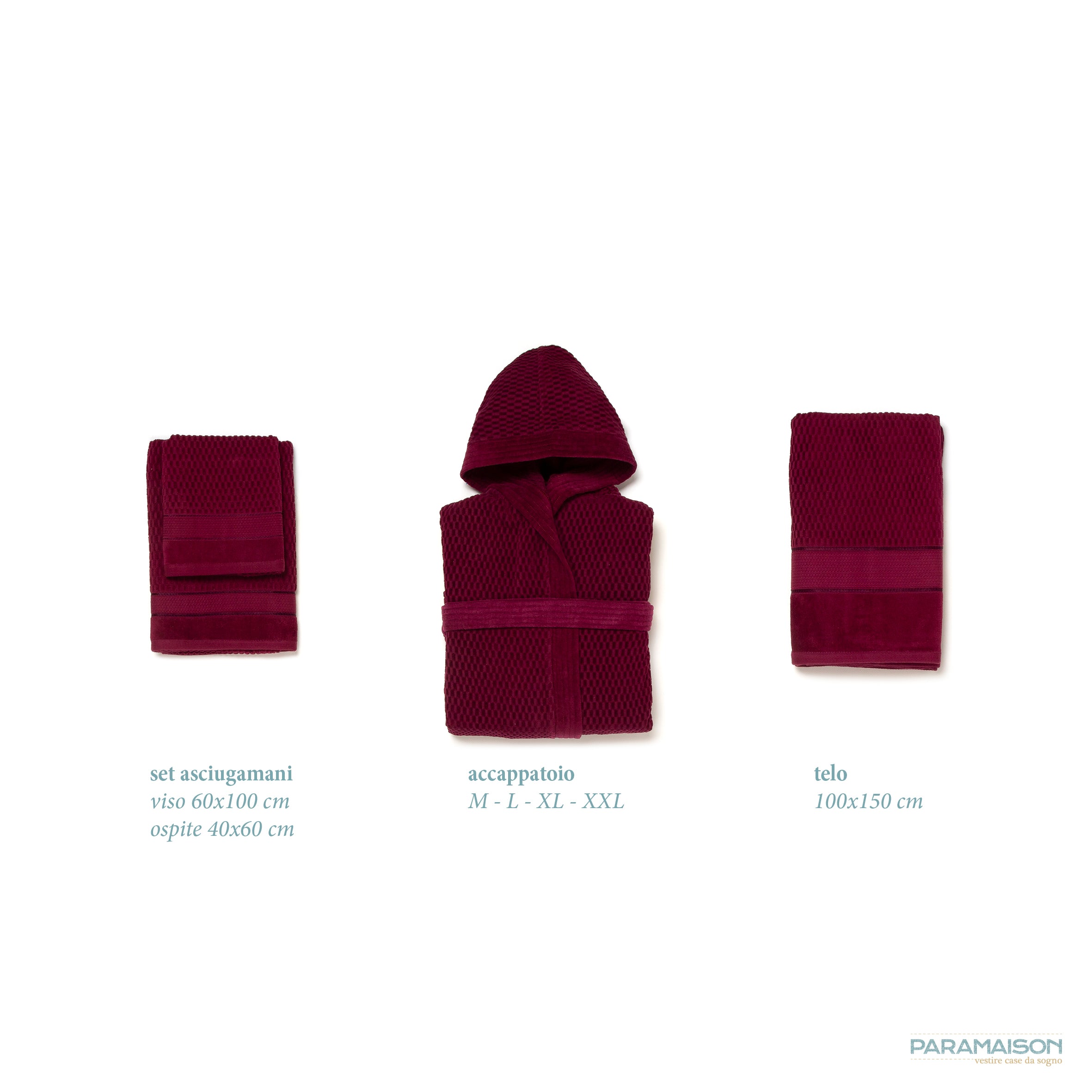 Accappatoio Unisex in spugna effetto nido d’ape 420 gr/mq vari colori da adulto Diamond