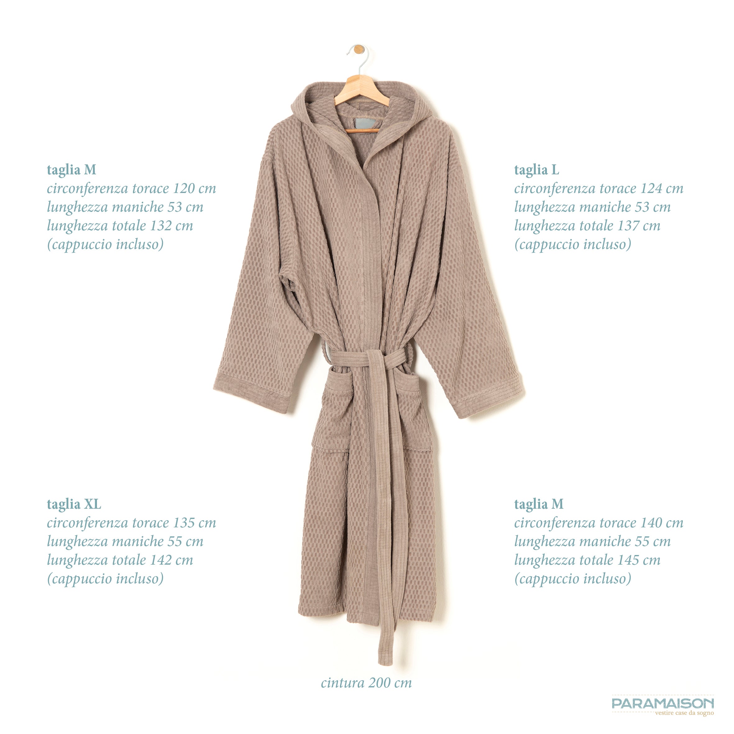 Accappatoio Unisex in spugna effetto nido d’ape 420 gr/mq vari colori da adulto Diamond