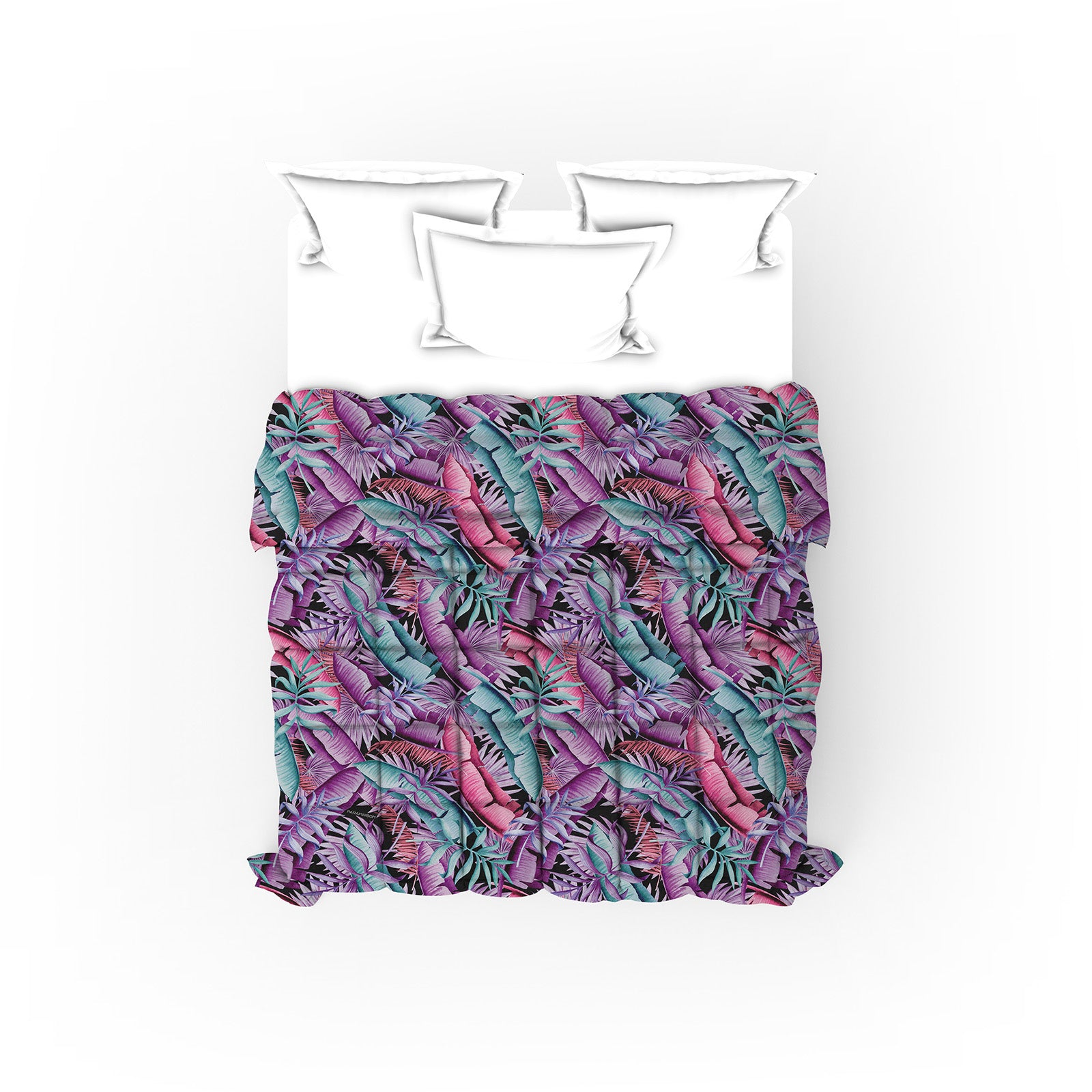 Trapunta Matrimoniale Floreale 260x270cm Foglia Piumone Invernale Stampa Digitale Microfibra Anallergica 300 Gr