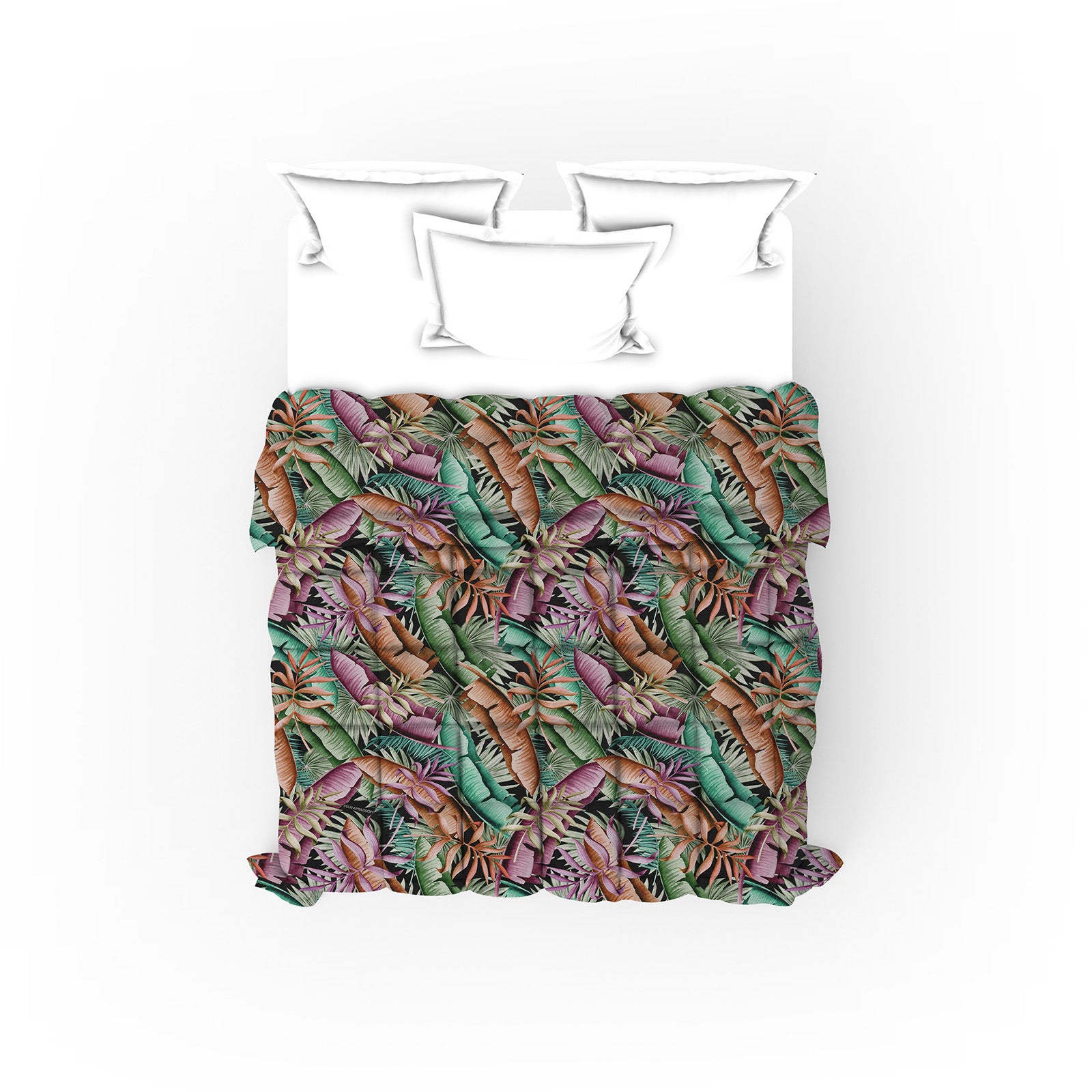 Trapunta Matrimoniale Floreale 260x270cm Foglia Piumone Invernale Stampa Digitale Microfibra Anallergica 300 Gr