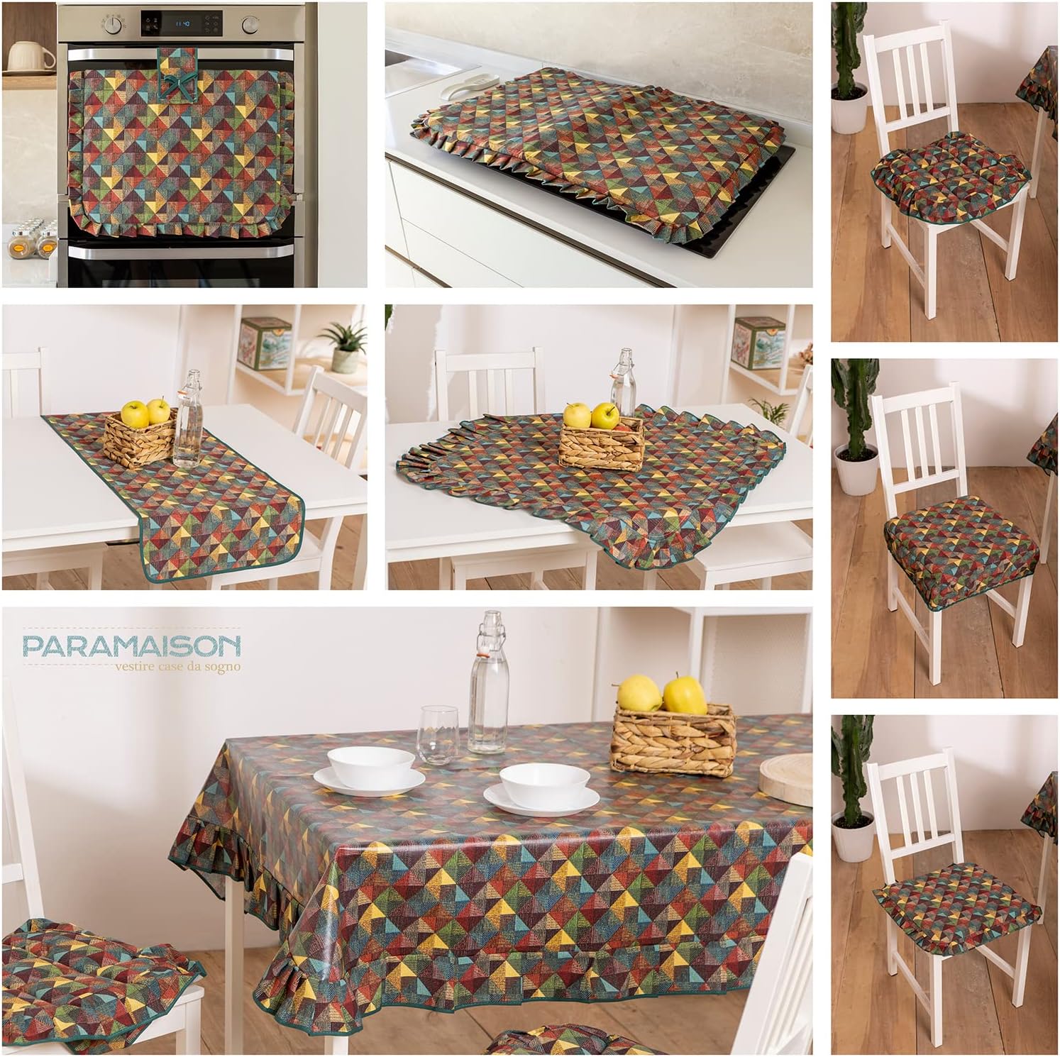 Runner Tavola Shabby Country con Motivo a Rombi Centrotavola Elegante per Soggiorno Cucina Salotto o Ingresso 140x40 cm