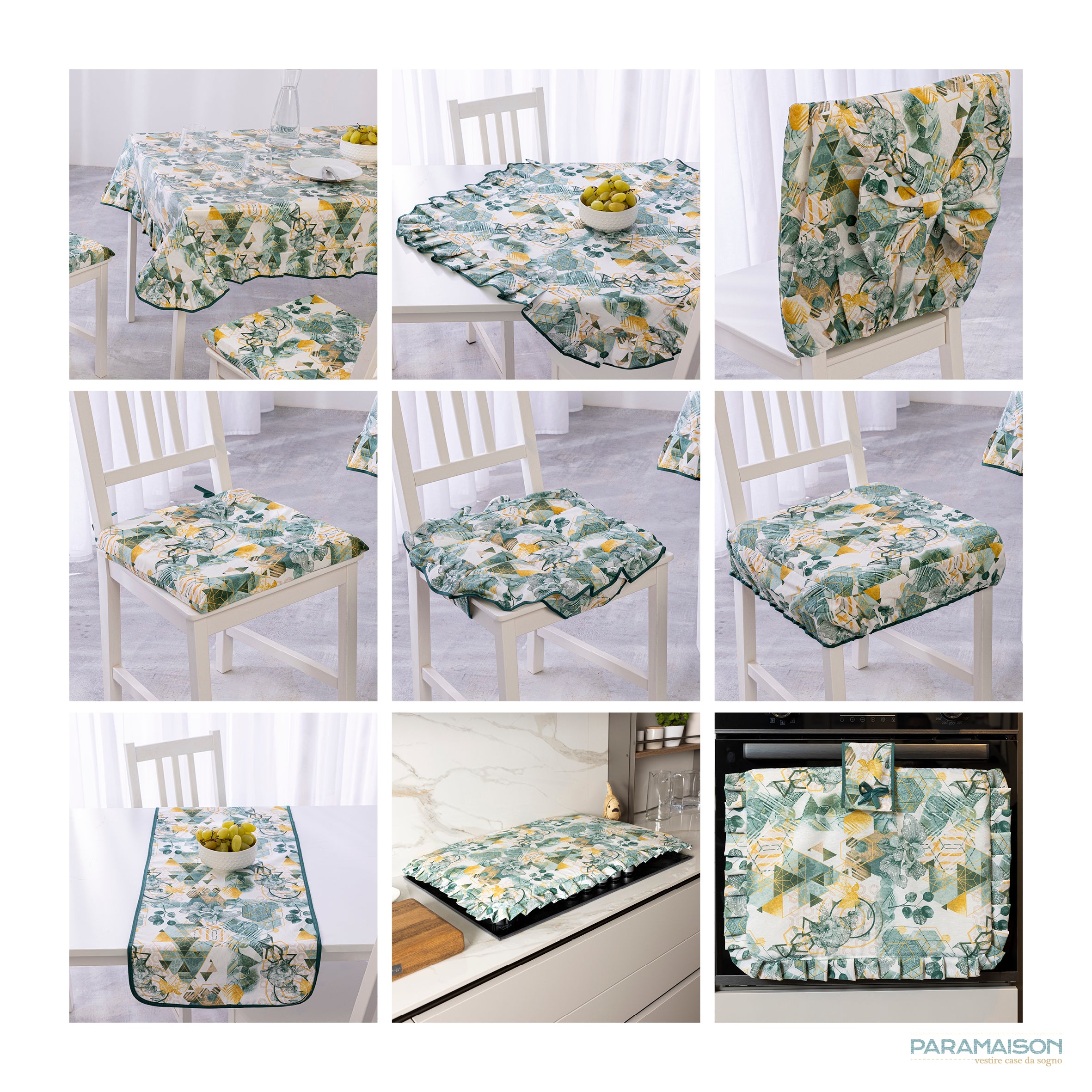 Set Copriforno + Coprifornello Universale, Imbottiti, Rettangolari e Lavabili Esagono