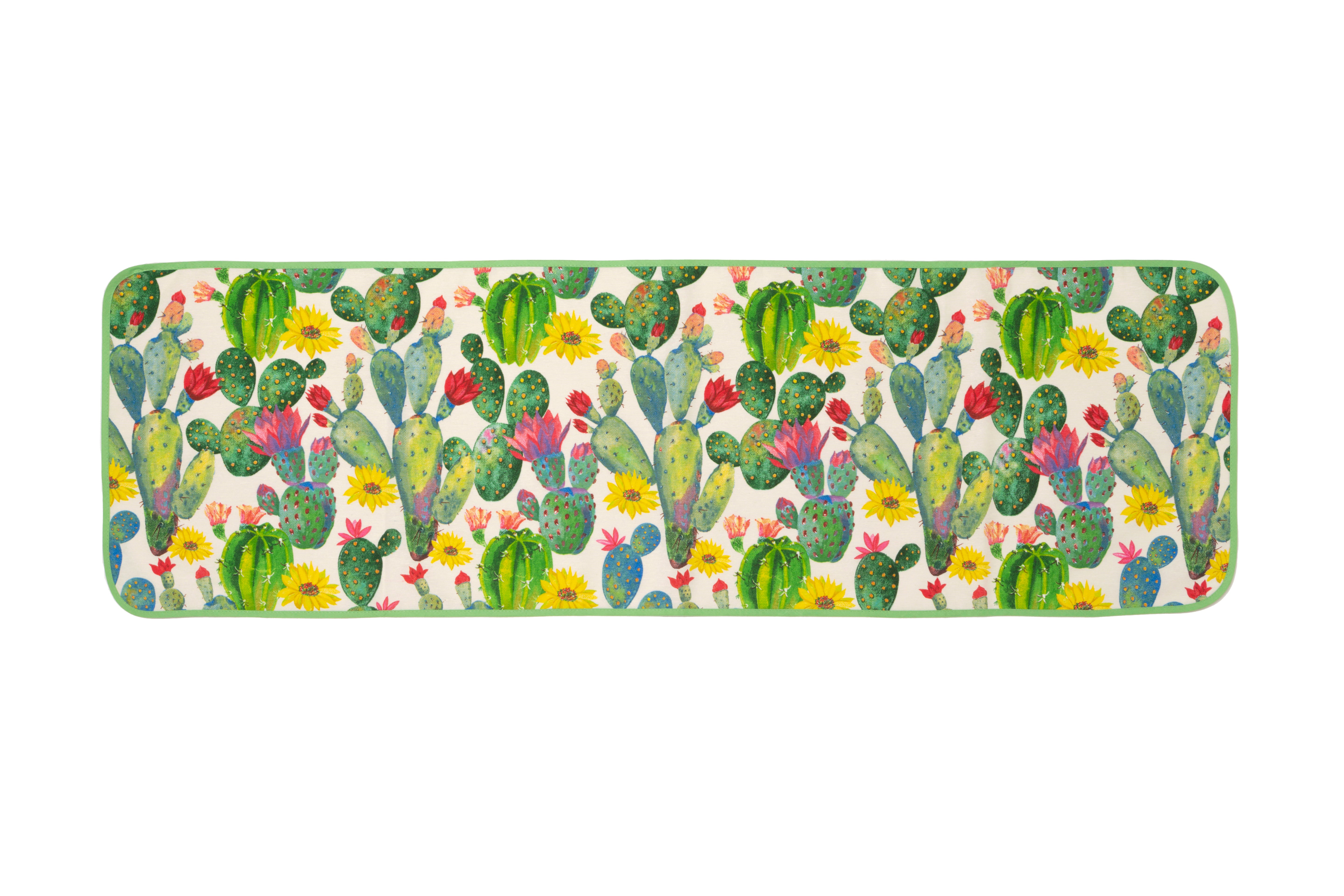 Runner Tavola Shabby Country con Motivo Cactus Centrotavola Decorativo per Soggiorno Cucina Salotto o Ingresso 140x40 cm