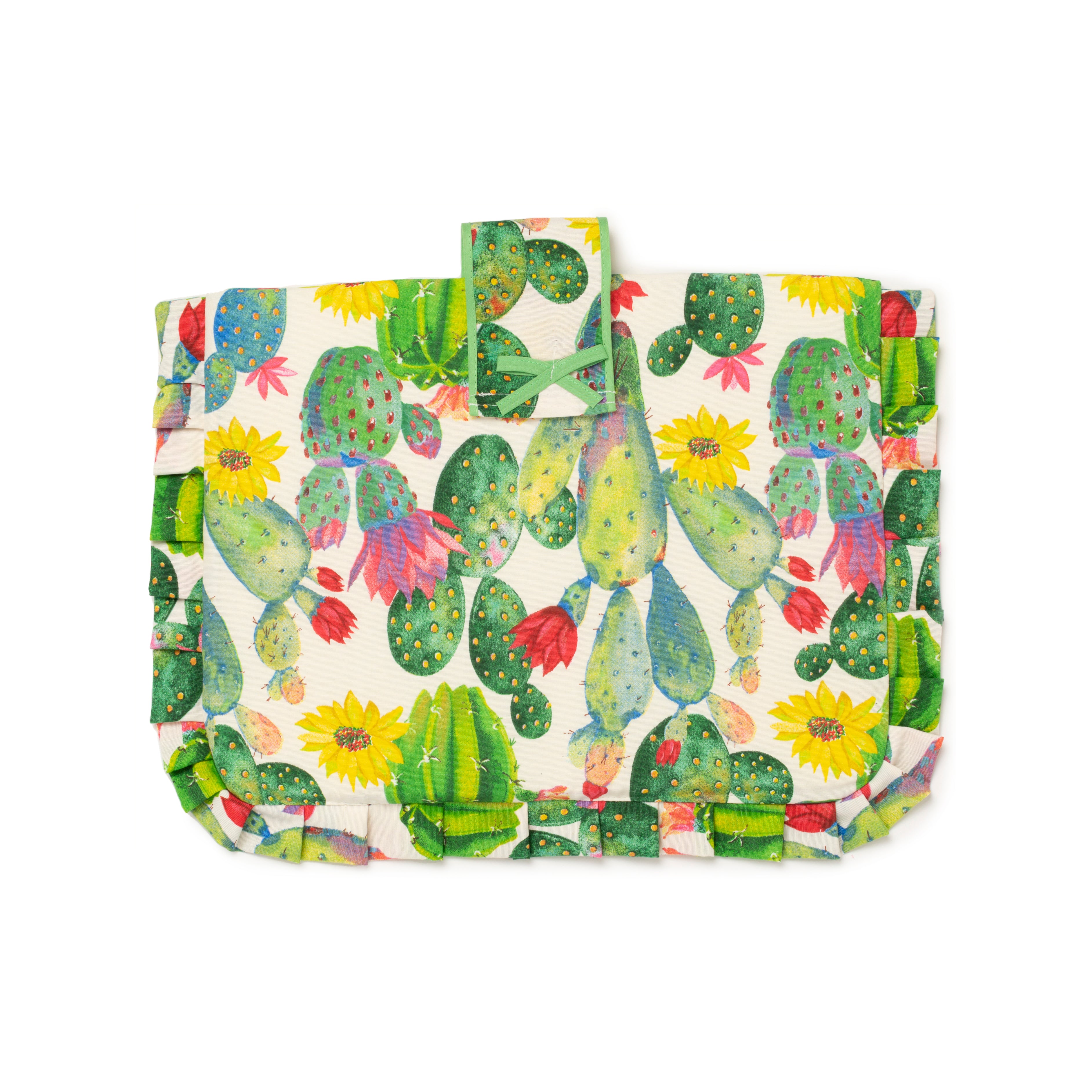 Set Copriforno e Coprifornello Stile Shabby Chic Country Cactus Imbottito Rettangolare Lavabile Set 1+1