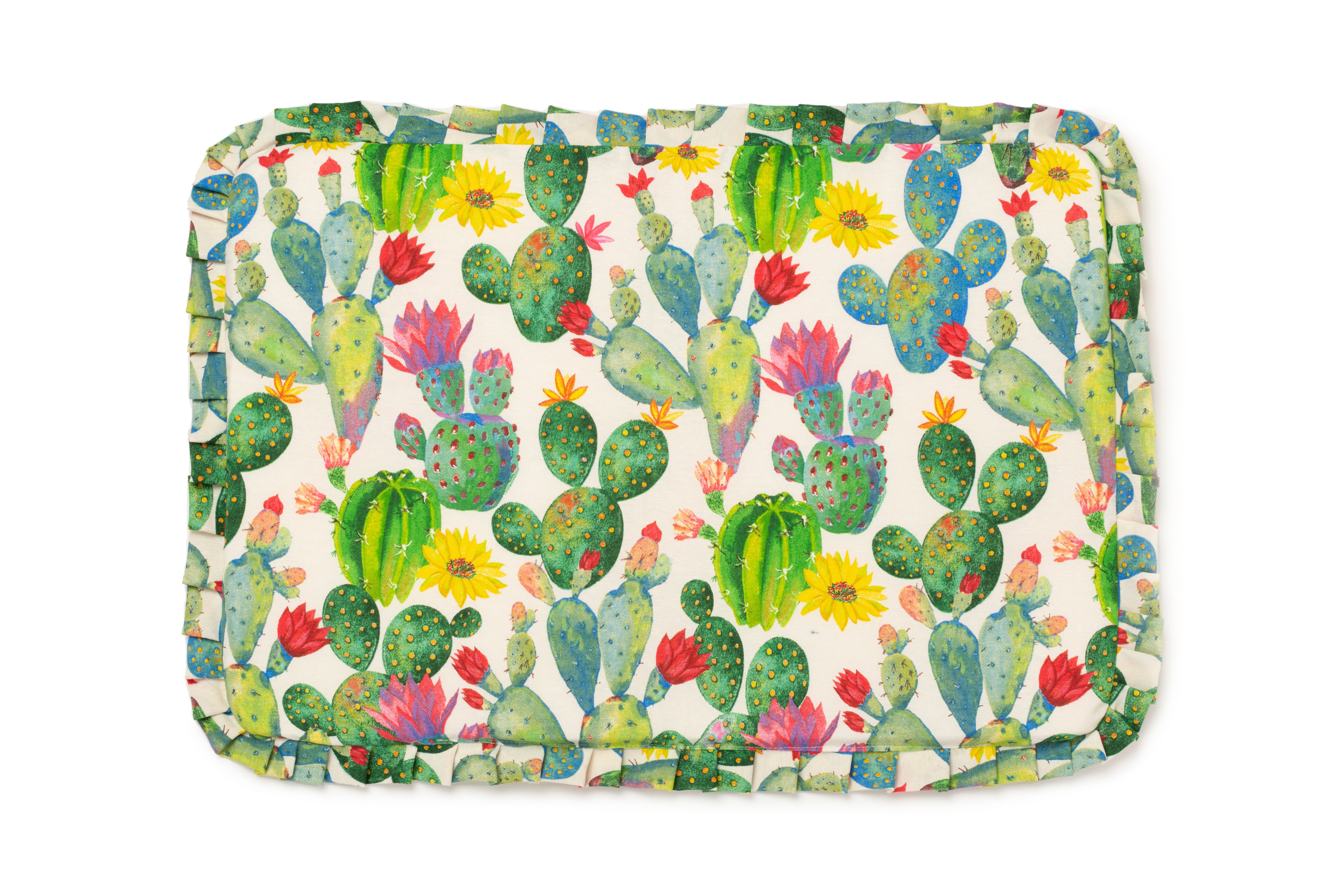 Set Copriforno e Coprifornello Stile Shabby Chic Country Cactus Imbottito Rettangolare Lavabile Set 1+1