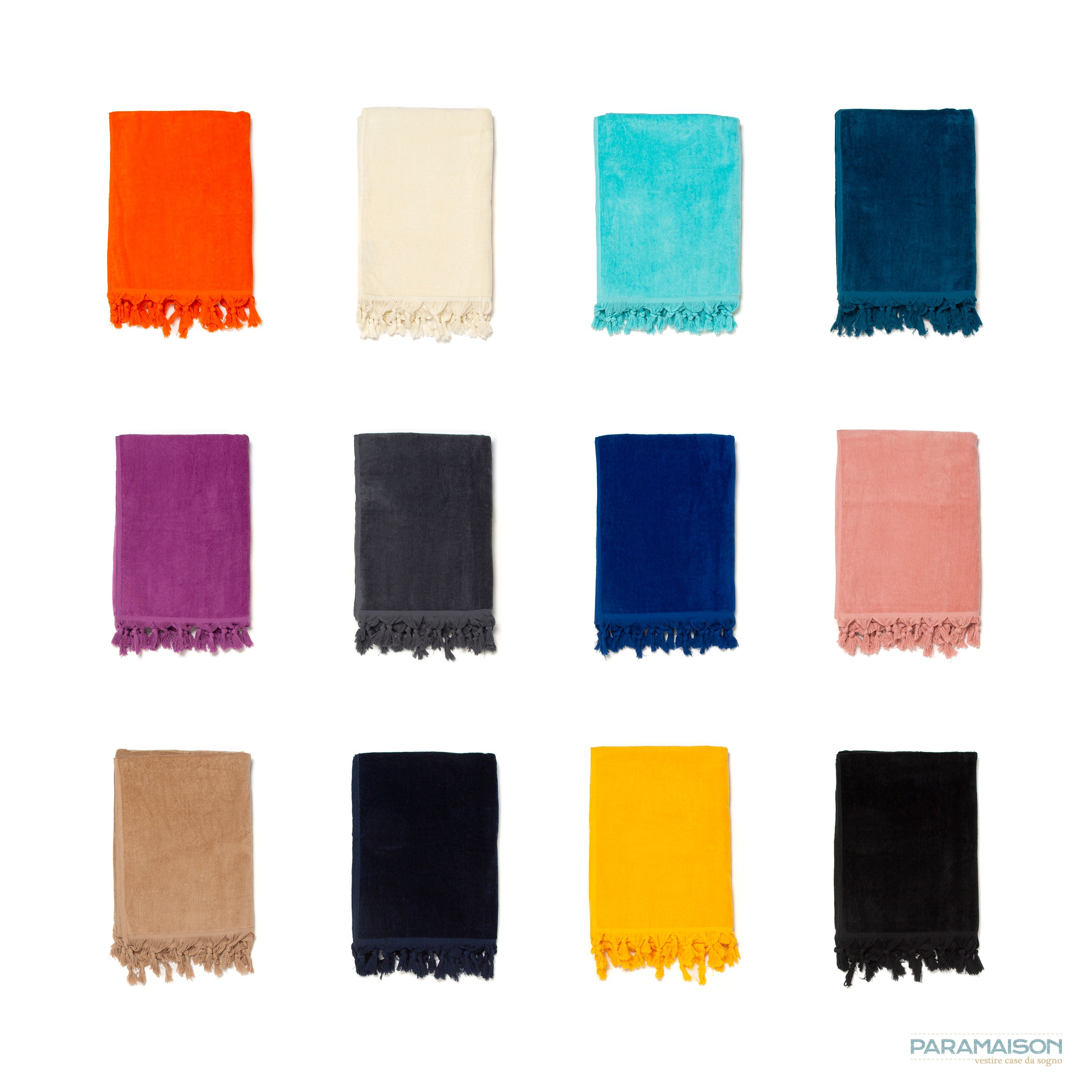 Telo Mare Formentera di Paramaison in spugna Velour di cotone con frange 90x170 cm