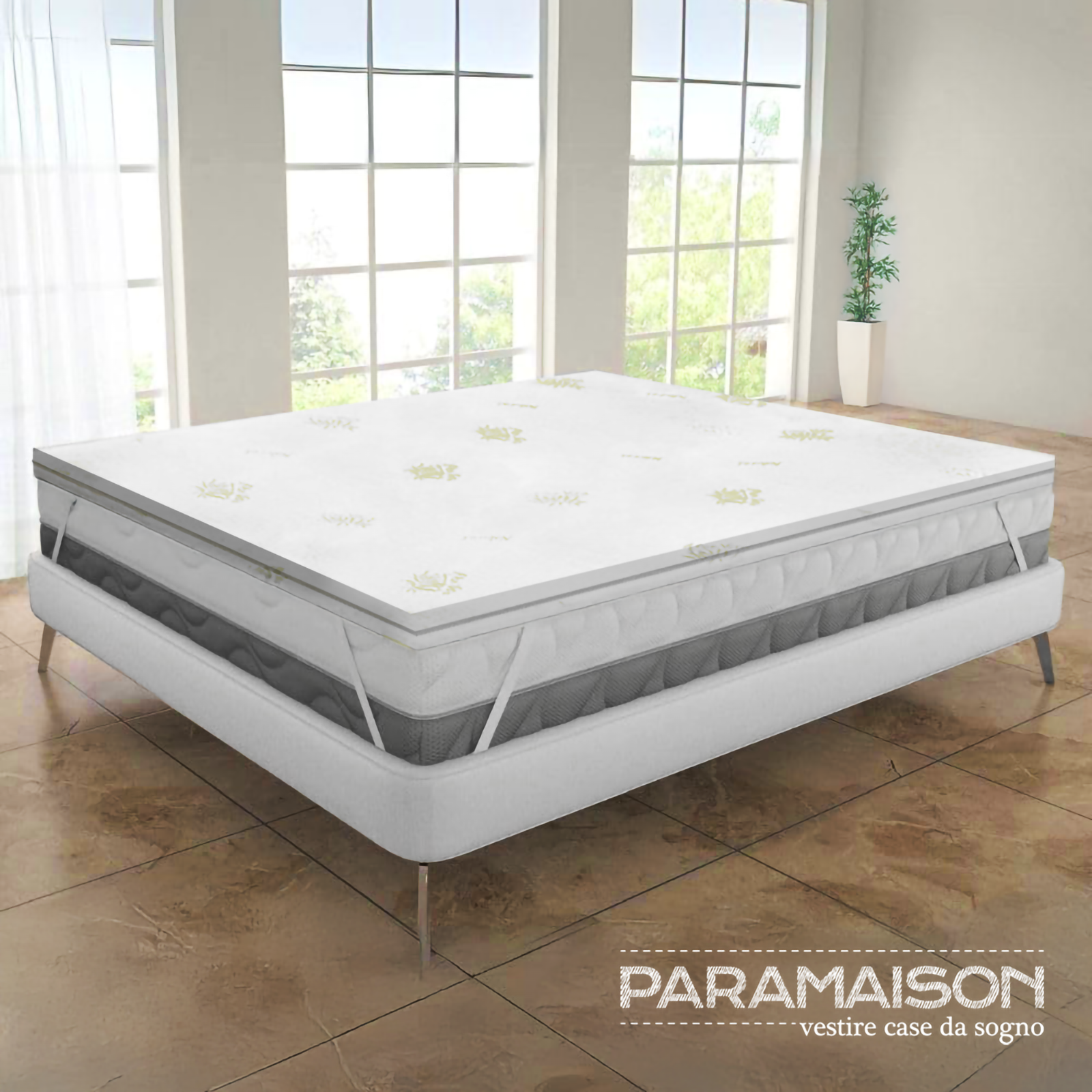 Topper correttore in memory foam da 5 cm sfoderabile in aloe vera con elastici varie misure