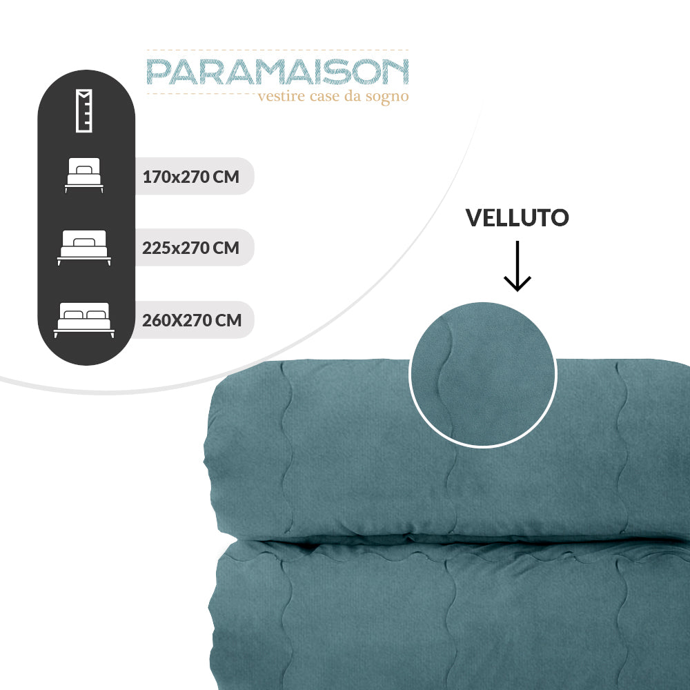 Trapunta Matrimoniale 270x270 in velluto trapuntatura a onda 350 gr/mq modello Velvet