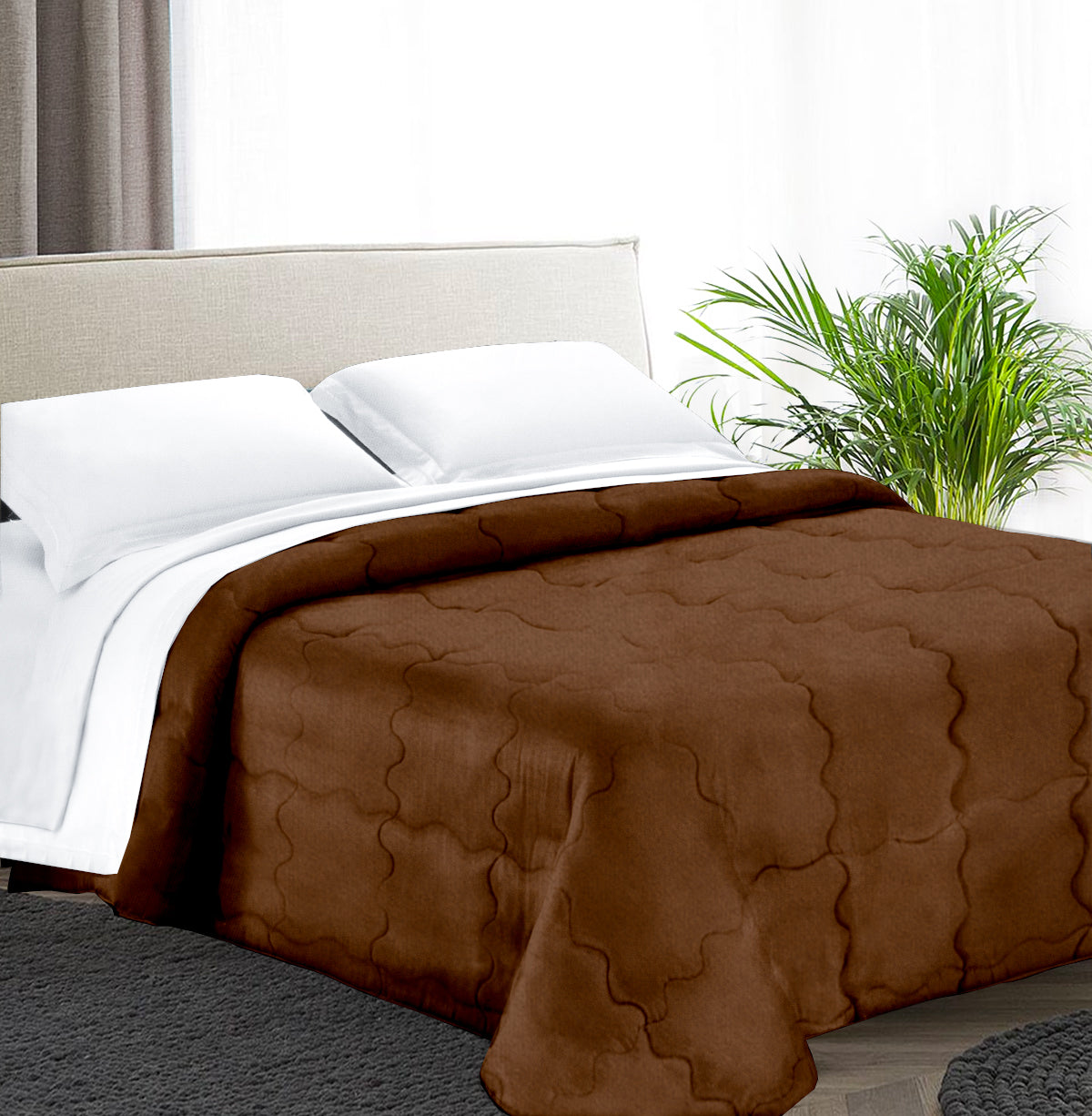 Trapunta Matrimoniale 270x270 in velluto trapuntatura a onda 350 gr/mq modello Velvet