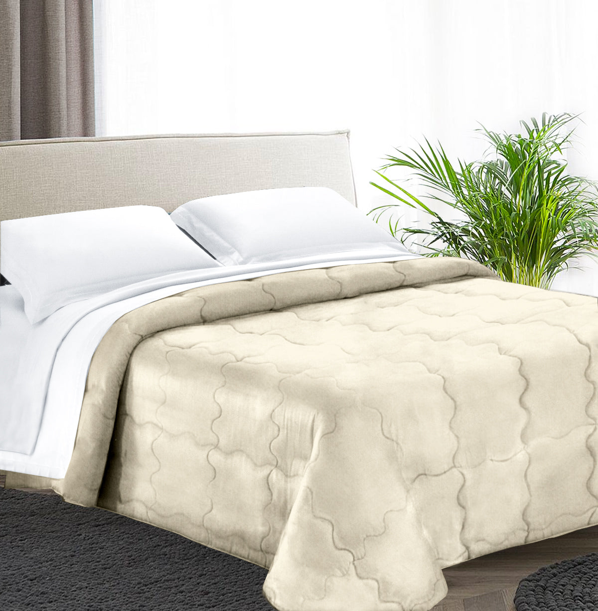 Trapunta Matrimoniale 270x270 in velluto trapuntatura a onda 350 gr/mq modello Velvet